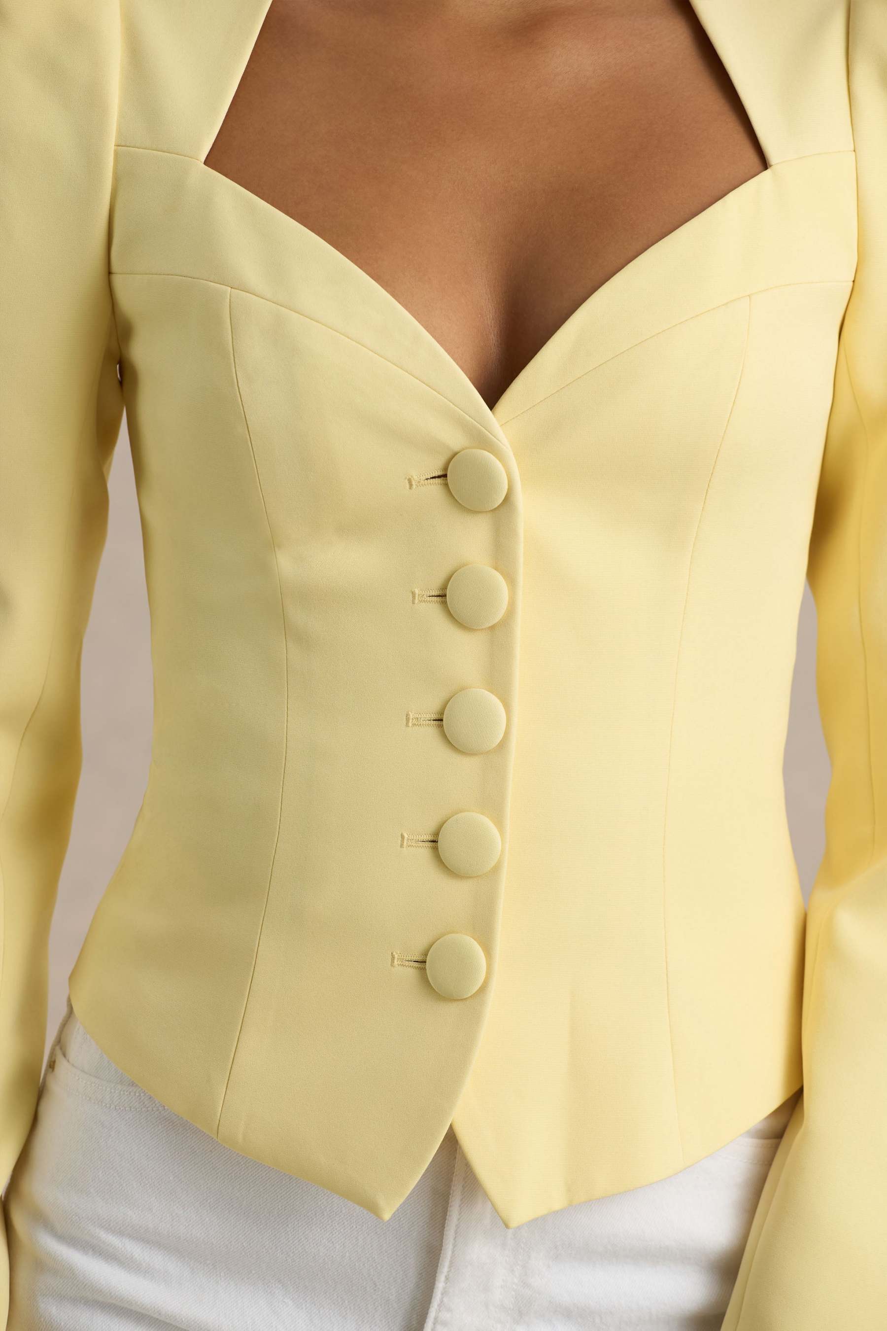 Lemon Sweetheart-Neck Tailored Top