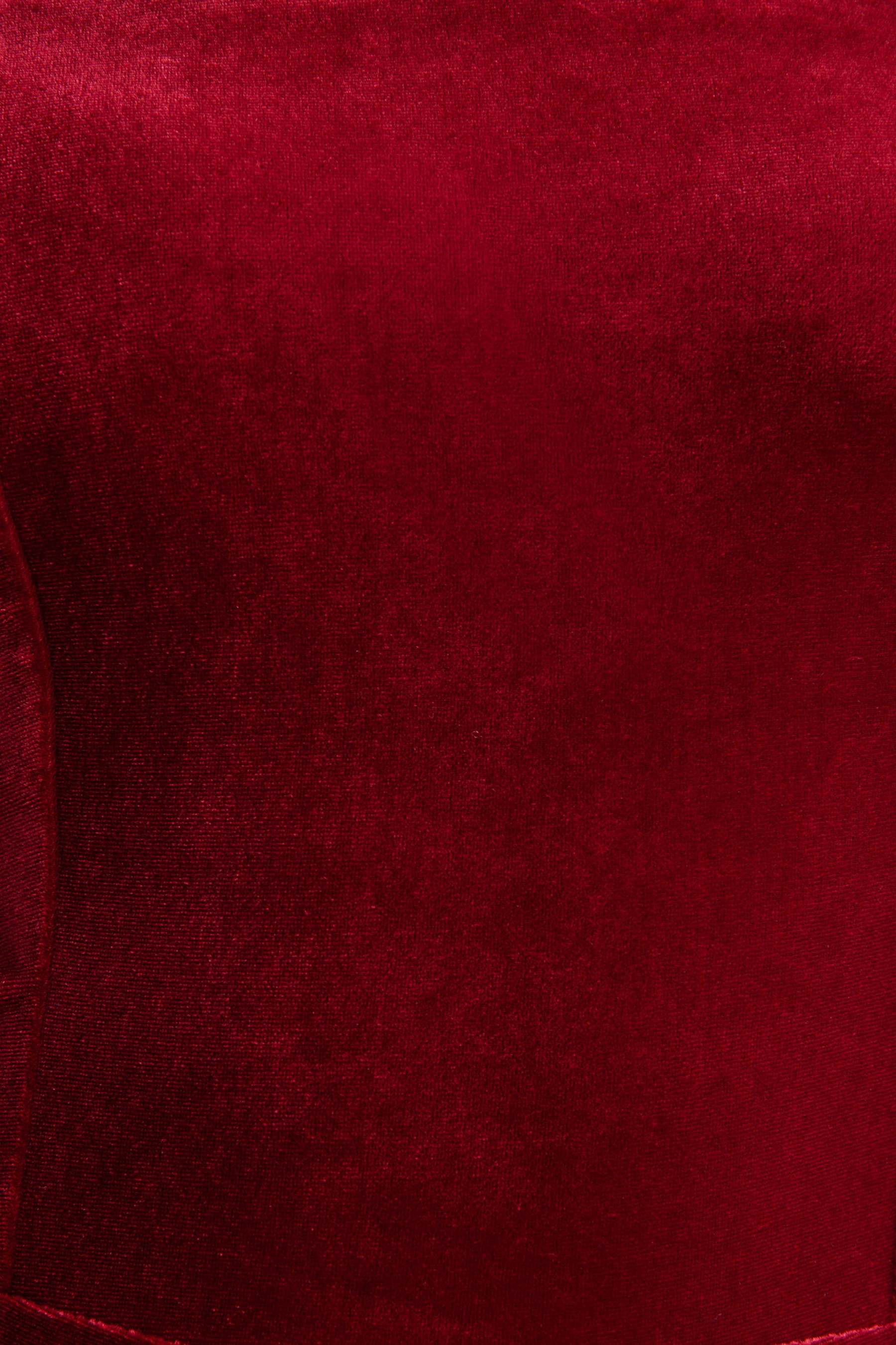 Burgundy Velvet Bandeau Jumpsuit With Scarf