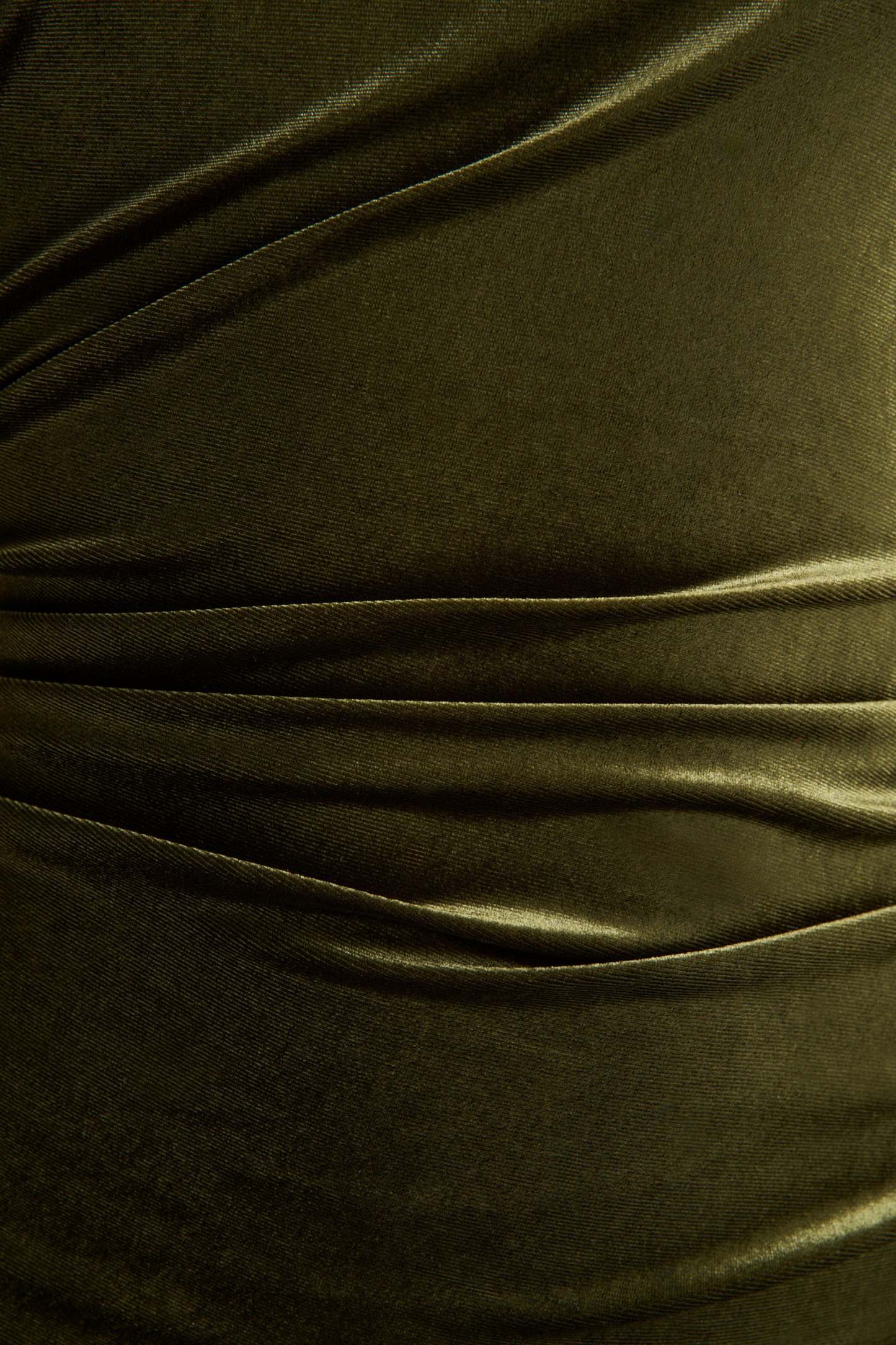 Olive Velvet High-Neck Midi Dress