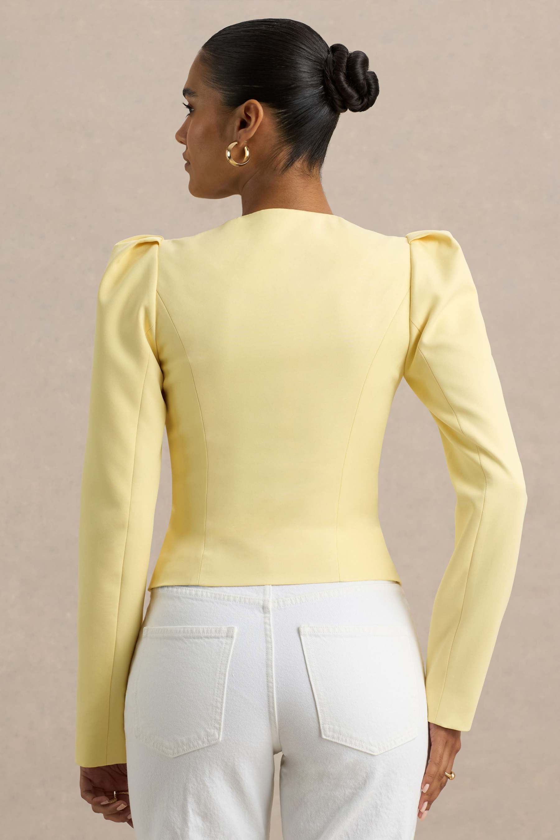 Lemon Sweetheart-Neck Tailored Top
