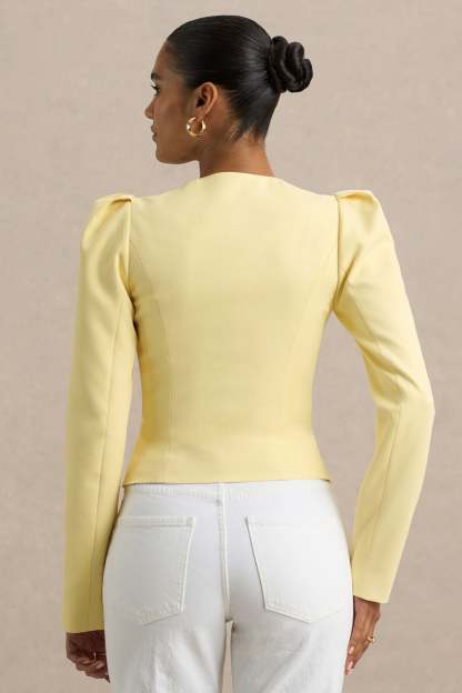Lemon Sweetheart-Neck Tailored Top
