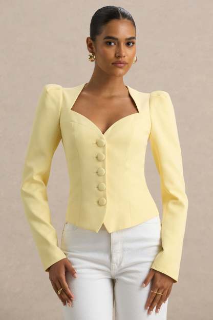 Lemon Sweetheart-Neck Tailored Top