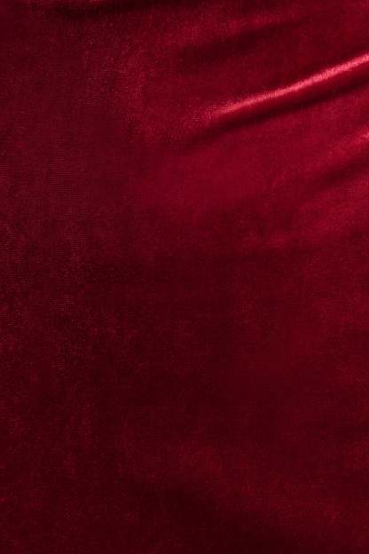 Burgundy Velvet High-Neck Midi Dress With Cap-Sleeves