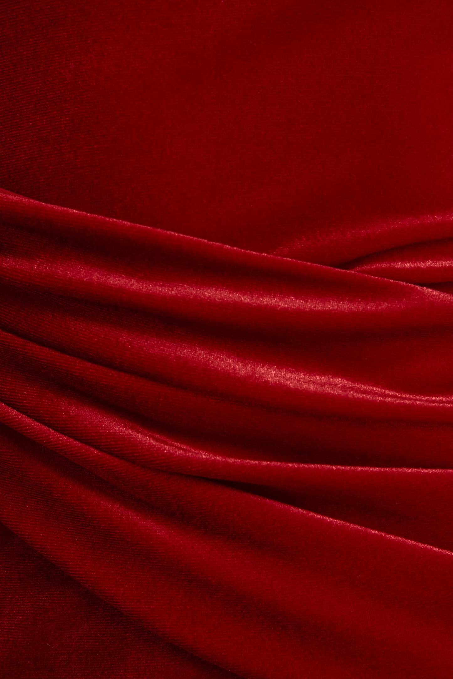 Red Velvet Asymmetric-Neck Maxi Dress With Sash-Detail