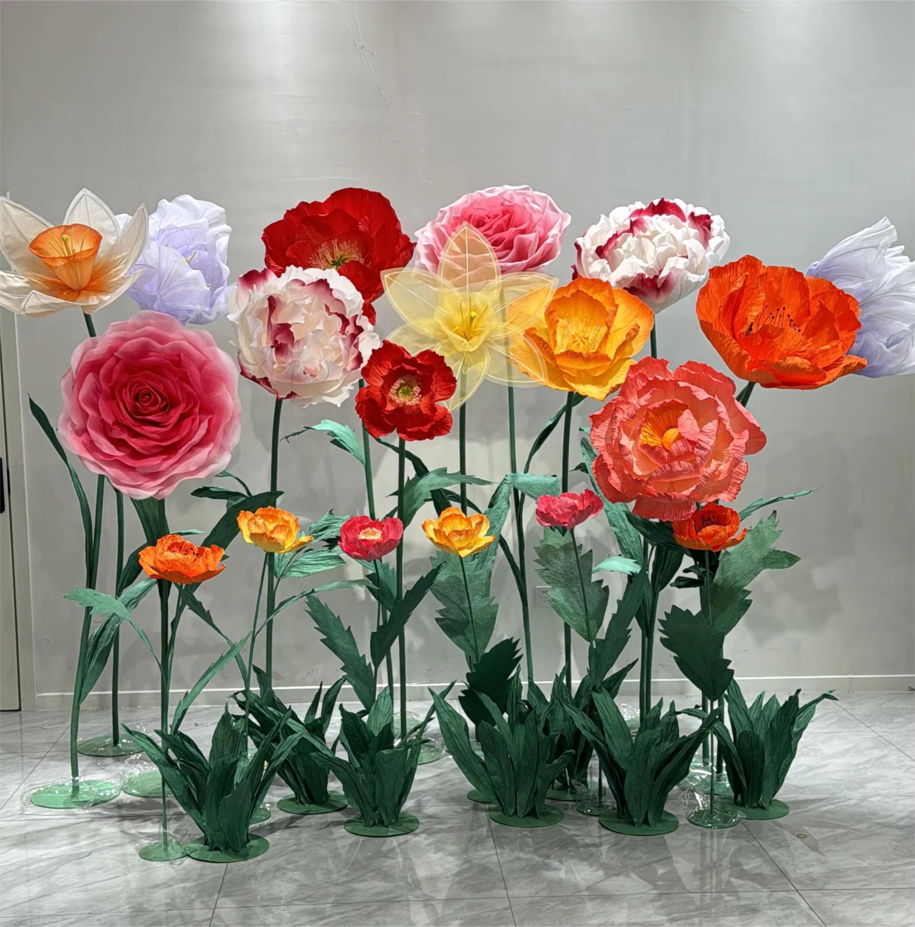 Colorful Rose and Peony Art Paper Flower Arrangement