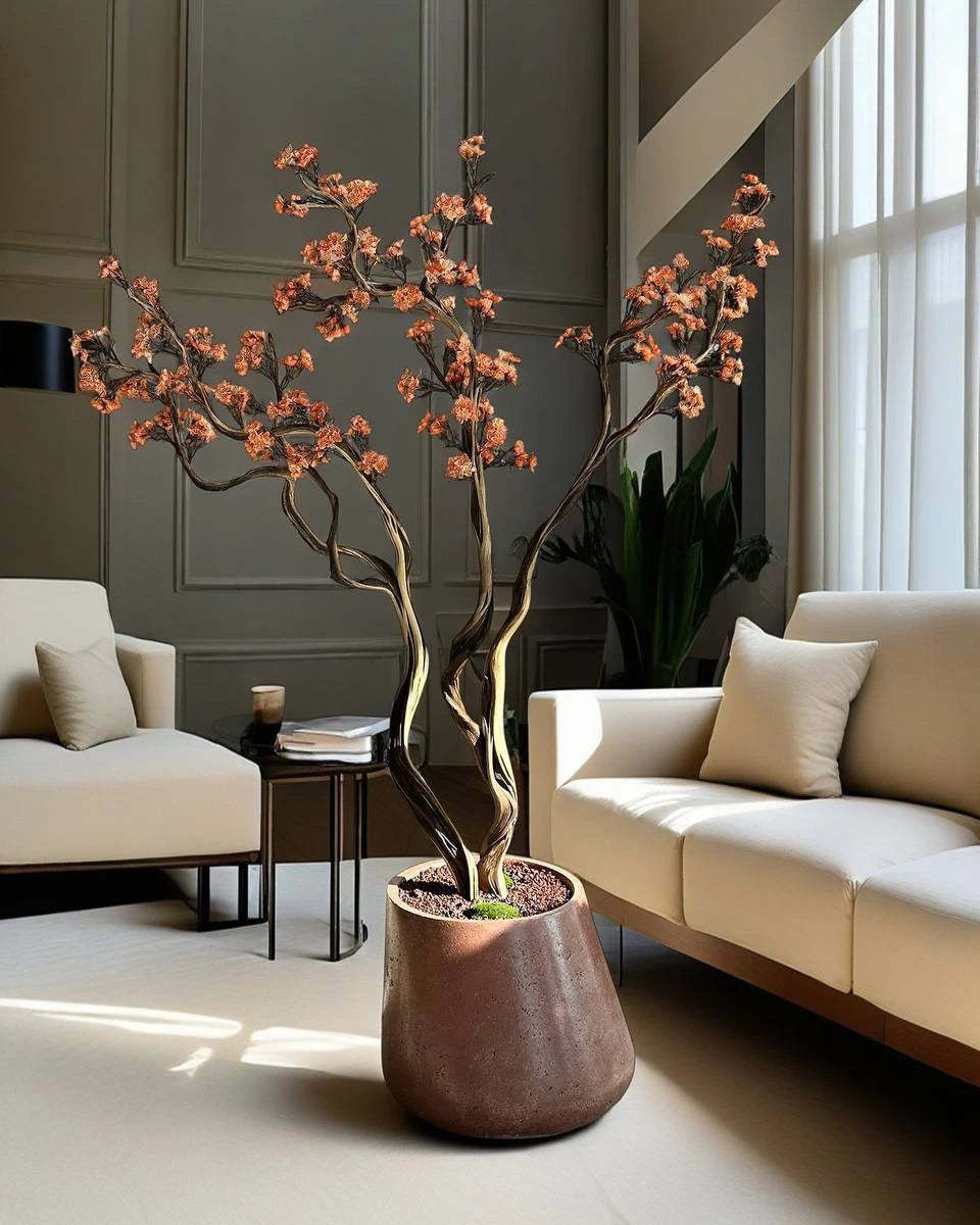 Artificial Flower Curved Tree Manzanita Royal Orange