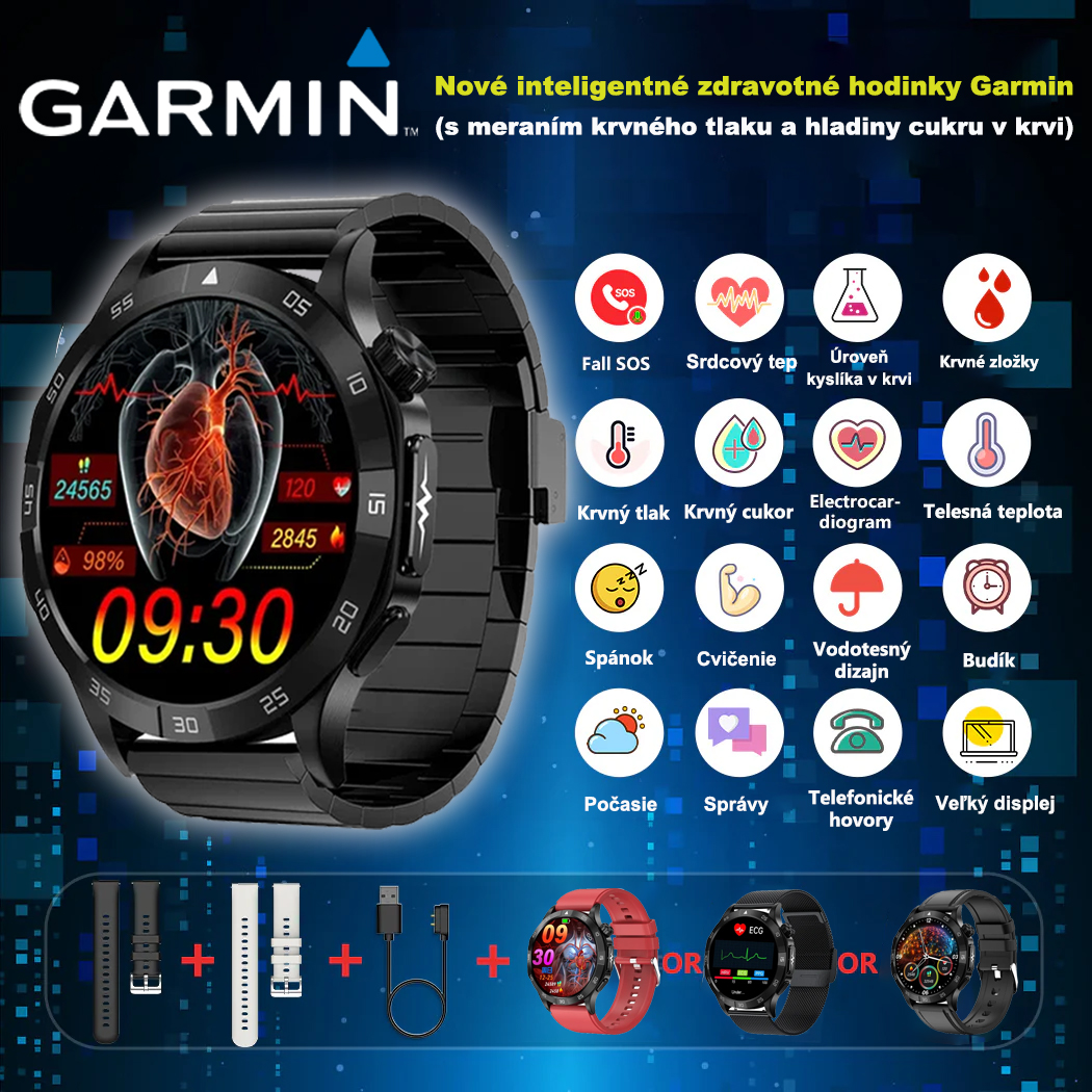 Garmin AI zdravotnícke diagnostické inteligentné hodinky ⌚️ Nová verzia 2026! Podporujú inteligentné meranie EKG + PPG, presne sledujú hladinu cukru, tukov a kyseliny močovej – vaše zdravie v jedných hodinkách 🏃‍♂️