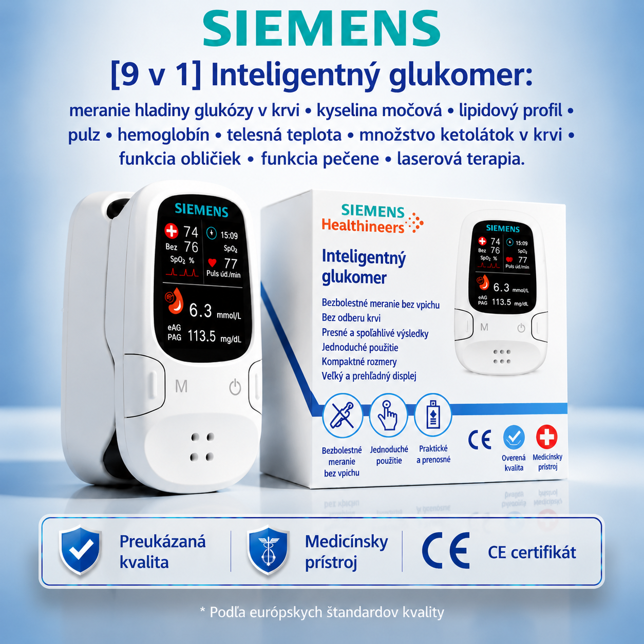 ⚡ Pokročilá nemecká technológia 2026 ⚡ Inteligentný neinvazívny glukomer Siemens™: rýchle, bezbolestné meranie glukózy bez potreby vpichu ihlou.