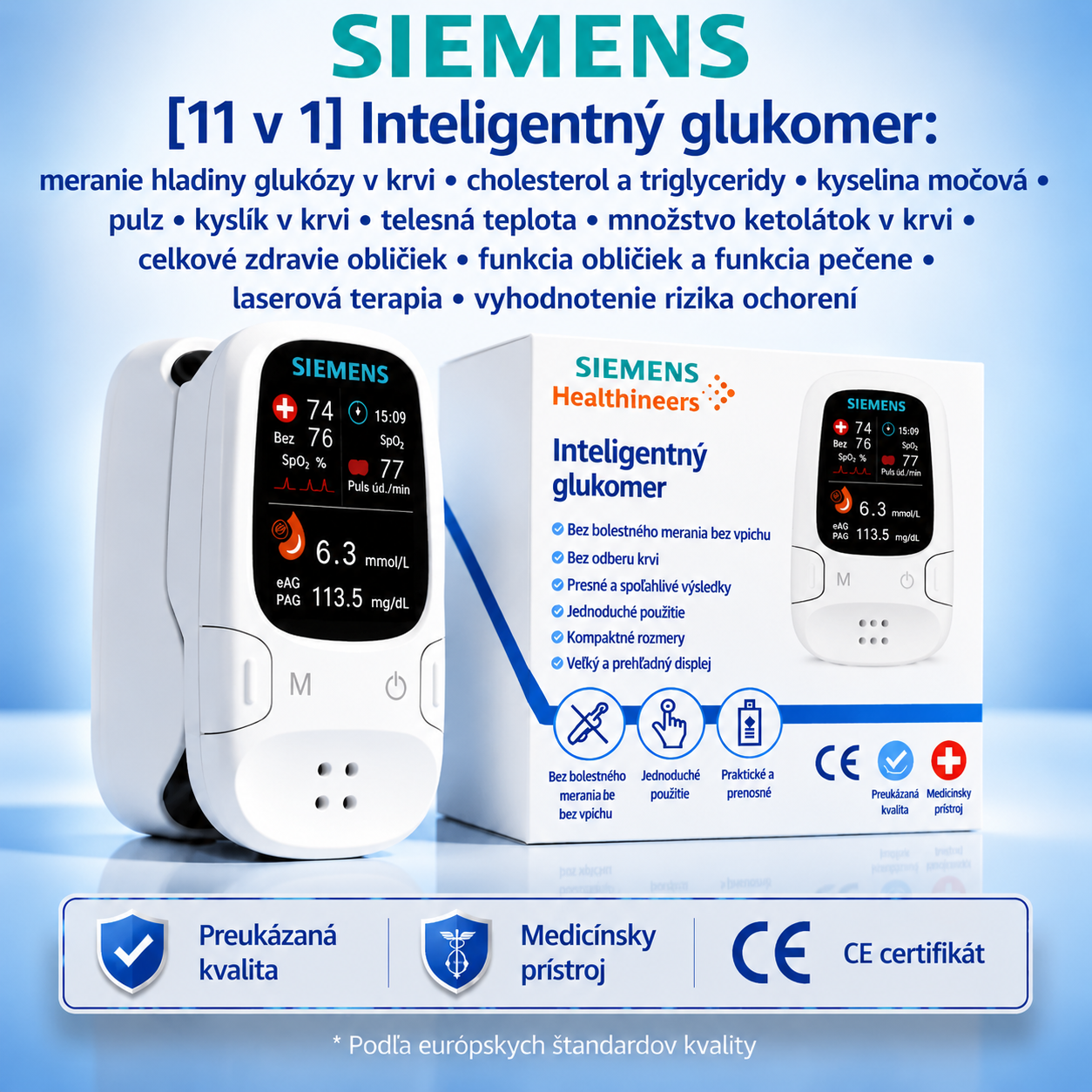 ⚡ Pokročilá nemecká technológia 2026 ⚡ Inteligentný neinvazívny glukomer Siemens™: rýchle, bezbolestné meranie glukózy bez potreby vpichu ihlou.