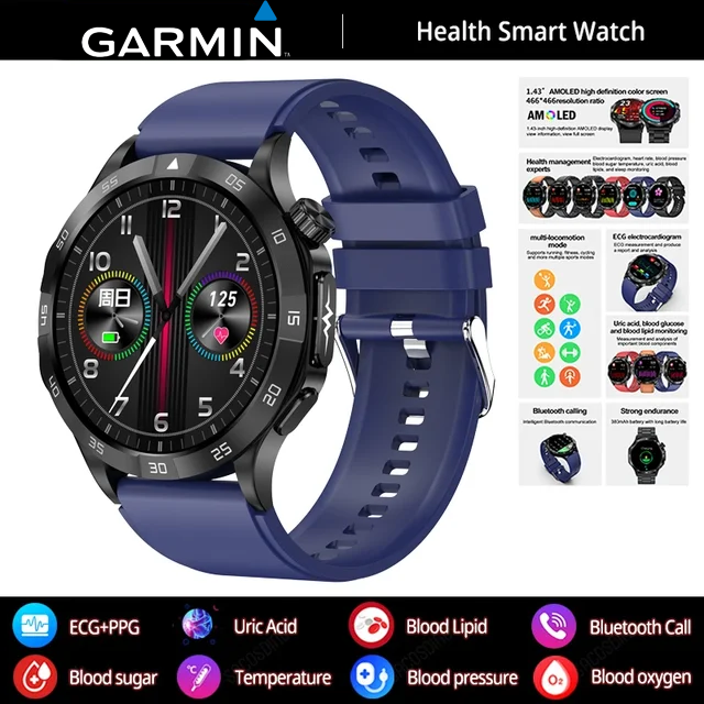 Garmin AI zdravotnícke diagnostické inteligentné hodinky ⌚️ Nová verzia 2025! Podporujú inteligentné meranie EKG + PPG, presne sledujú hladinu cukru, tukov a kyseliny močovej – vaše zdravie v jedných hodinkách 🏃♂️