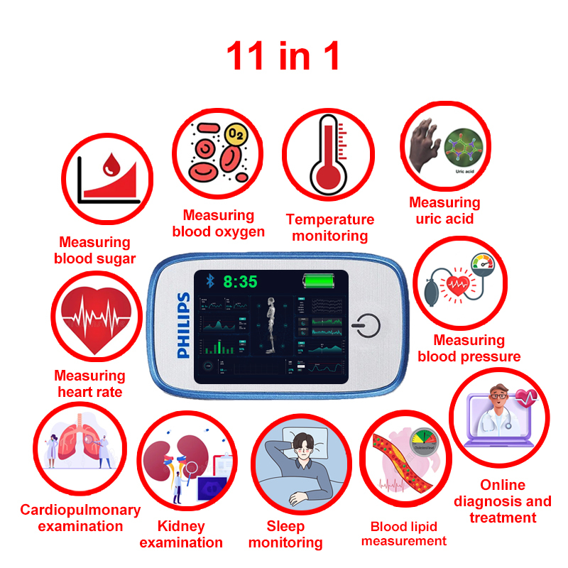 【Philips Healthcare】✨11-u-1 neinvazivni mjerač glukoze u krvi💖Točno mjerenje, lakše!