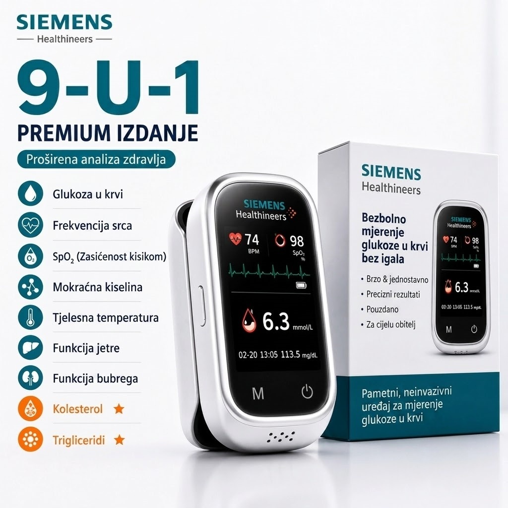 🩸 Siemens™ 11-u-1 mjerač glukoze u krvi bez igle Bez uboda • Bez test traka • Rezultati za samo 5 sekundi