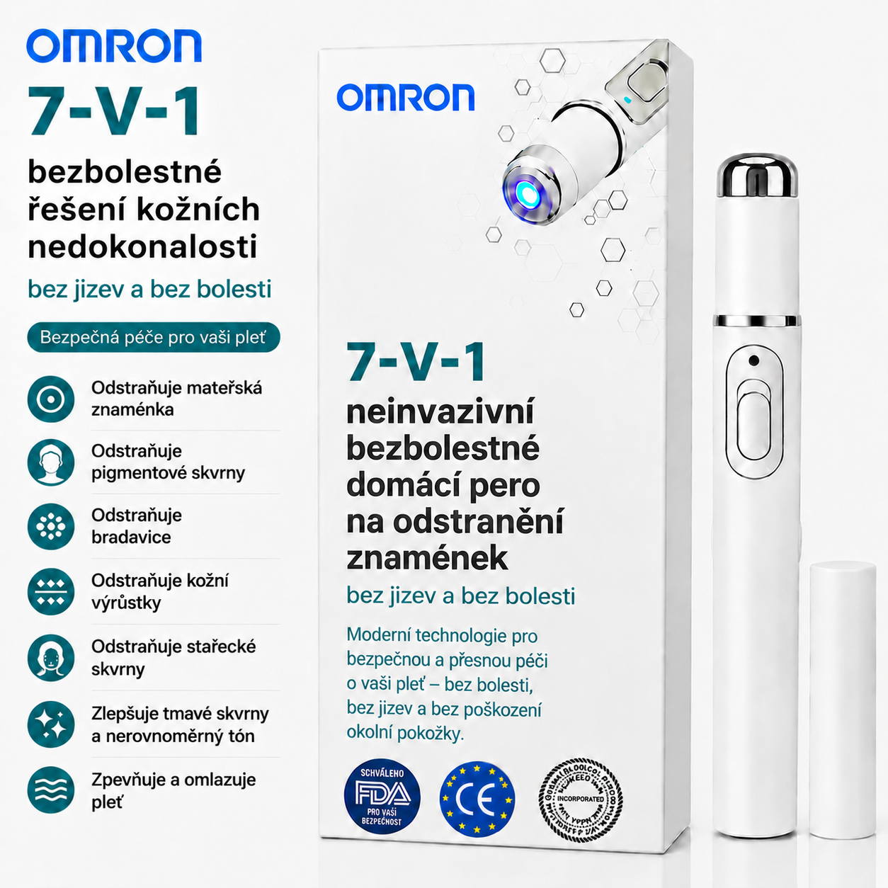 Omron™ višenamjenska olovka za uklanjanje madeža s cijelog tijela - najnoviji model 2026, bezbolno i neinvazivno rješenje za njegu kože. Omogućuje brzo uklanjanje madeža iz udobnosti vašeg doma, potpuno bez ožiljaka. Proizvedeno u SAD-u.