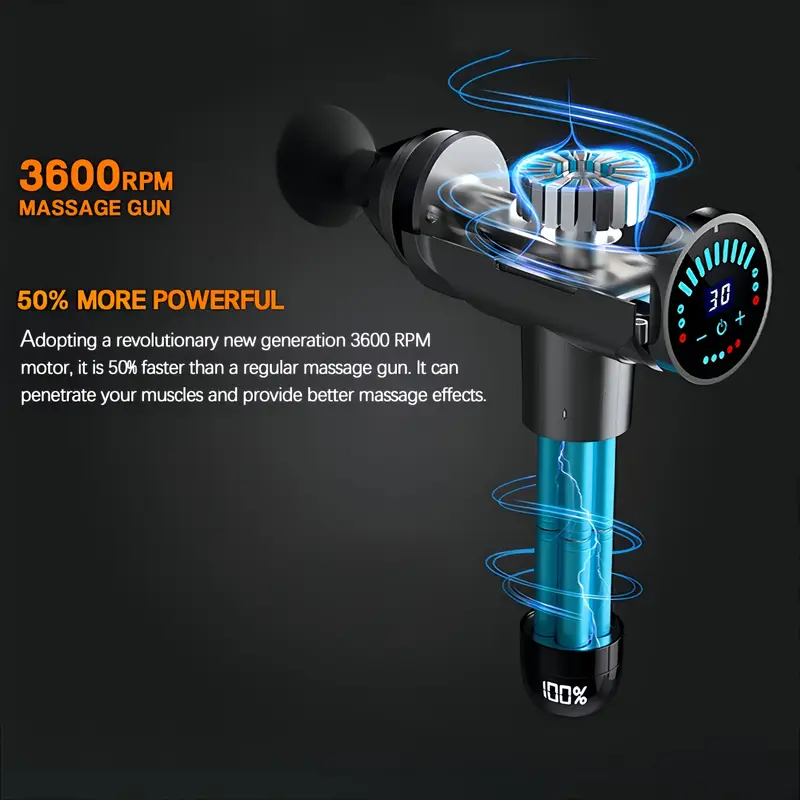   professional massage gun, deep tissue massager, handheld electric muscle massager, 13 massage heads,   brushless motor, powerful fascia gun, athlete fitness training massage gun, high-definition touchscreen,   with storage bag. details 1