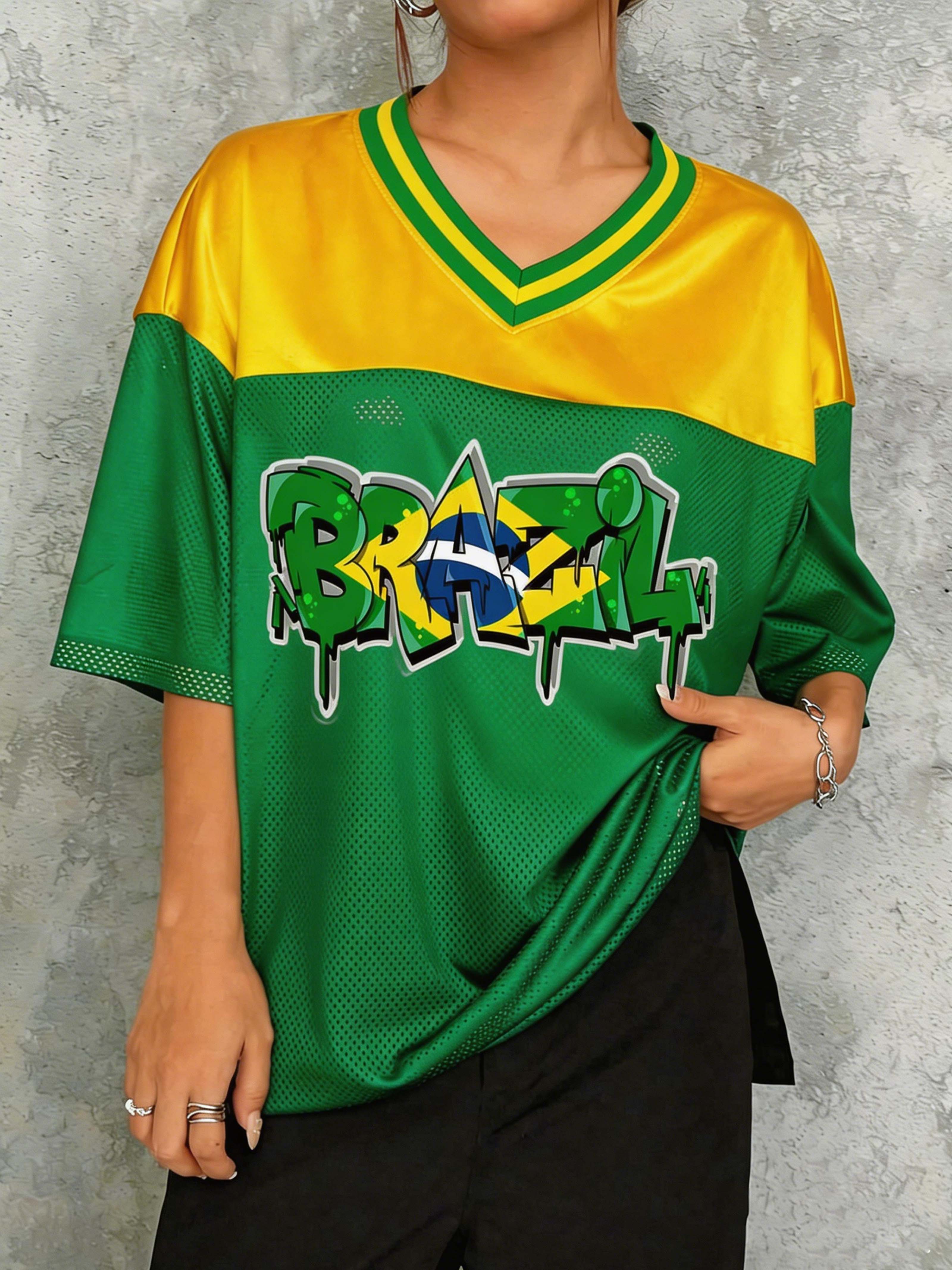 Brazil Street Style Graffiti Letter Print Top