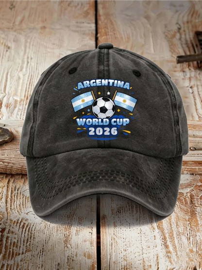 Argentina 2026 World Cup Soccer Flag Print Baseball Cap
