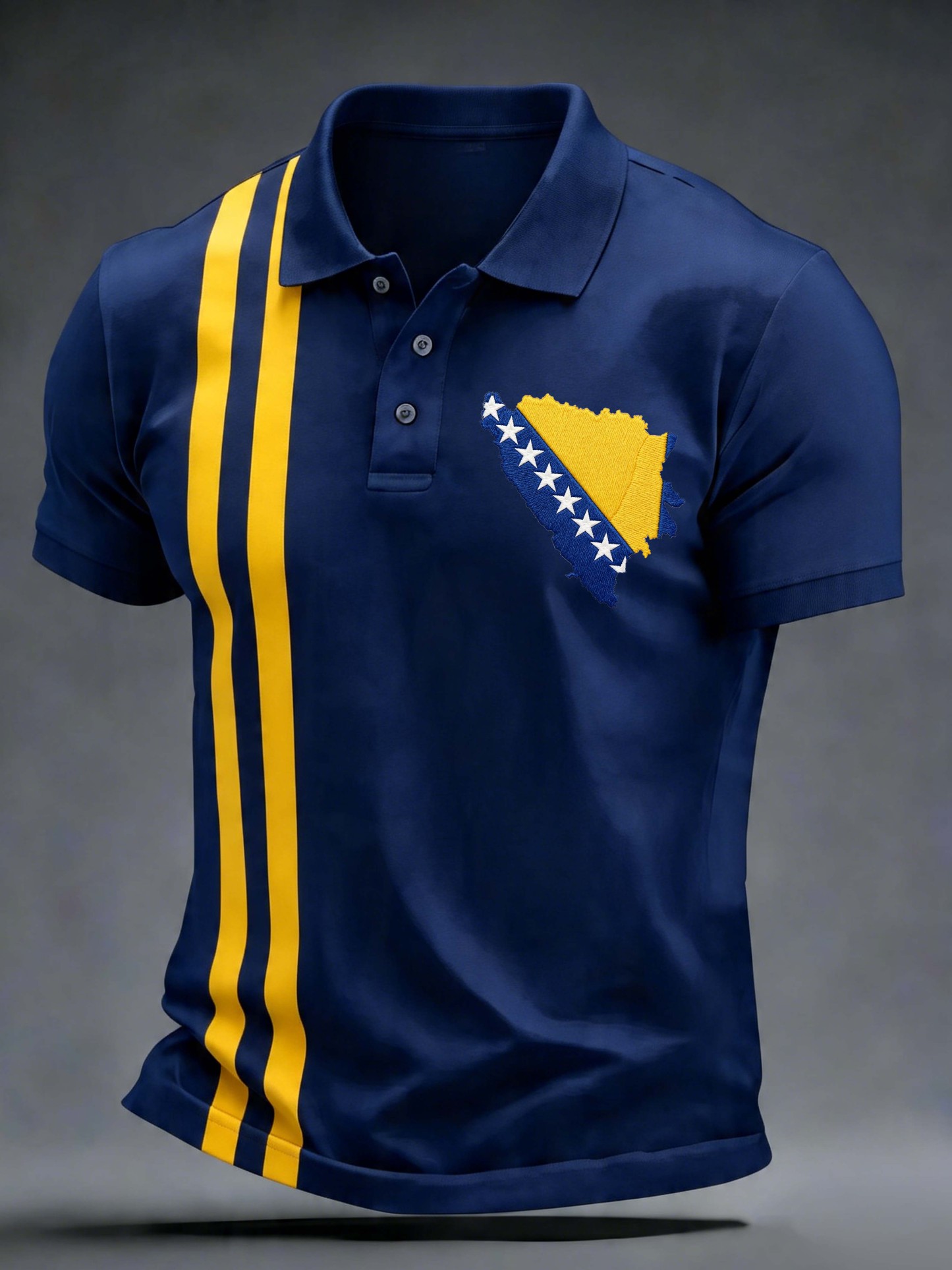Bosnia Map Stripe Minimal Casual Polo