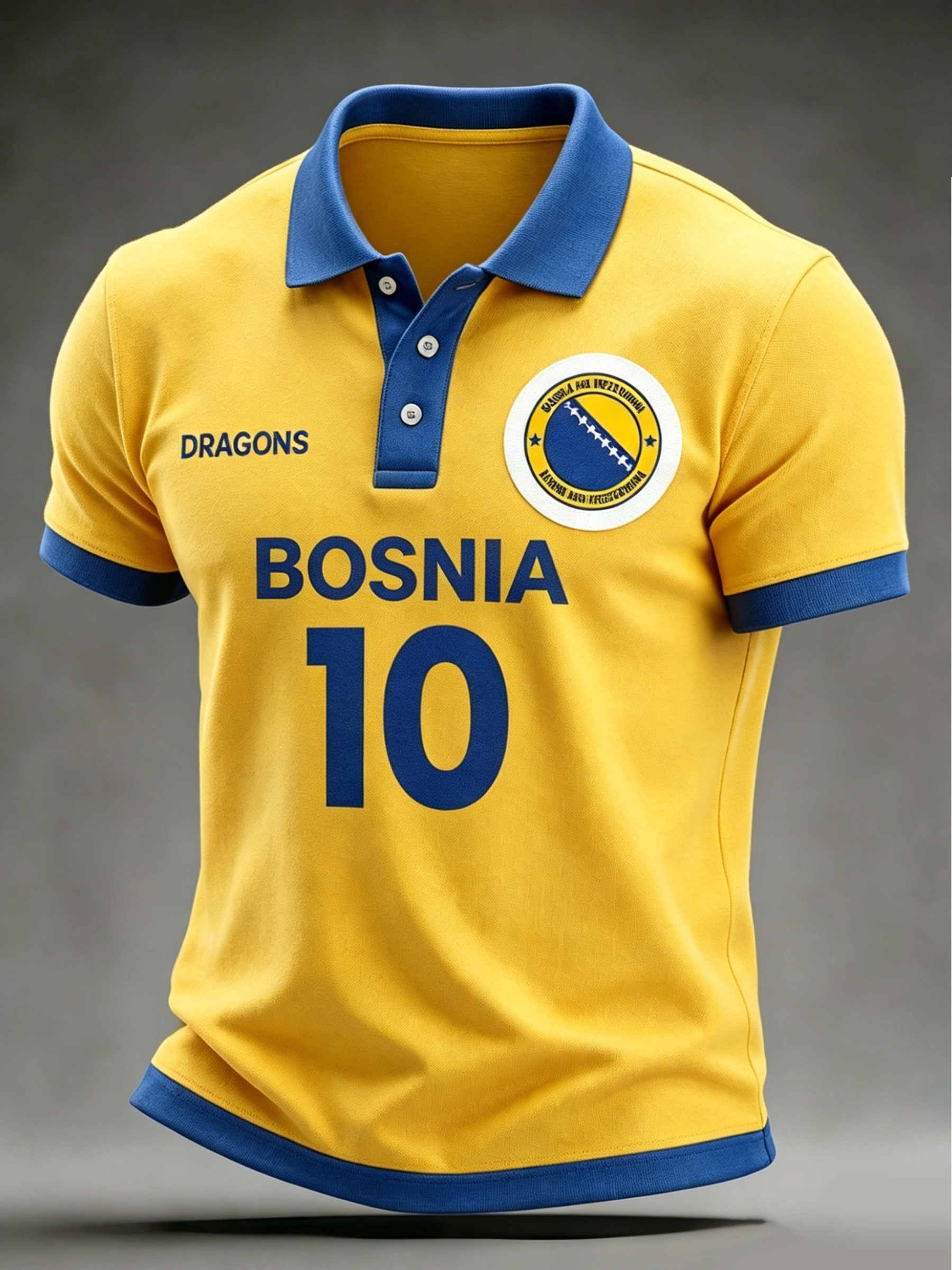 Bosnia Number Badge Casual Polo Shirt