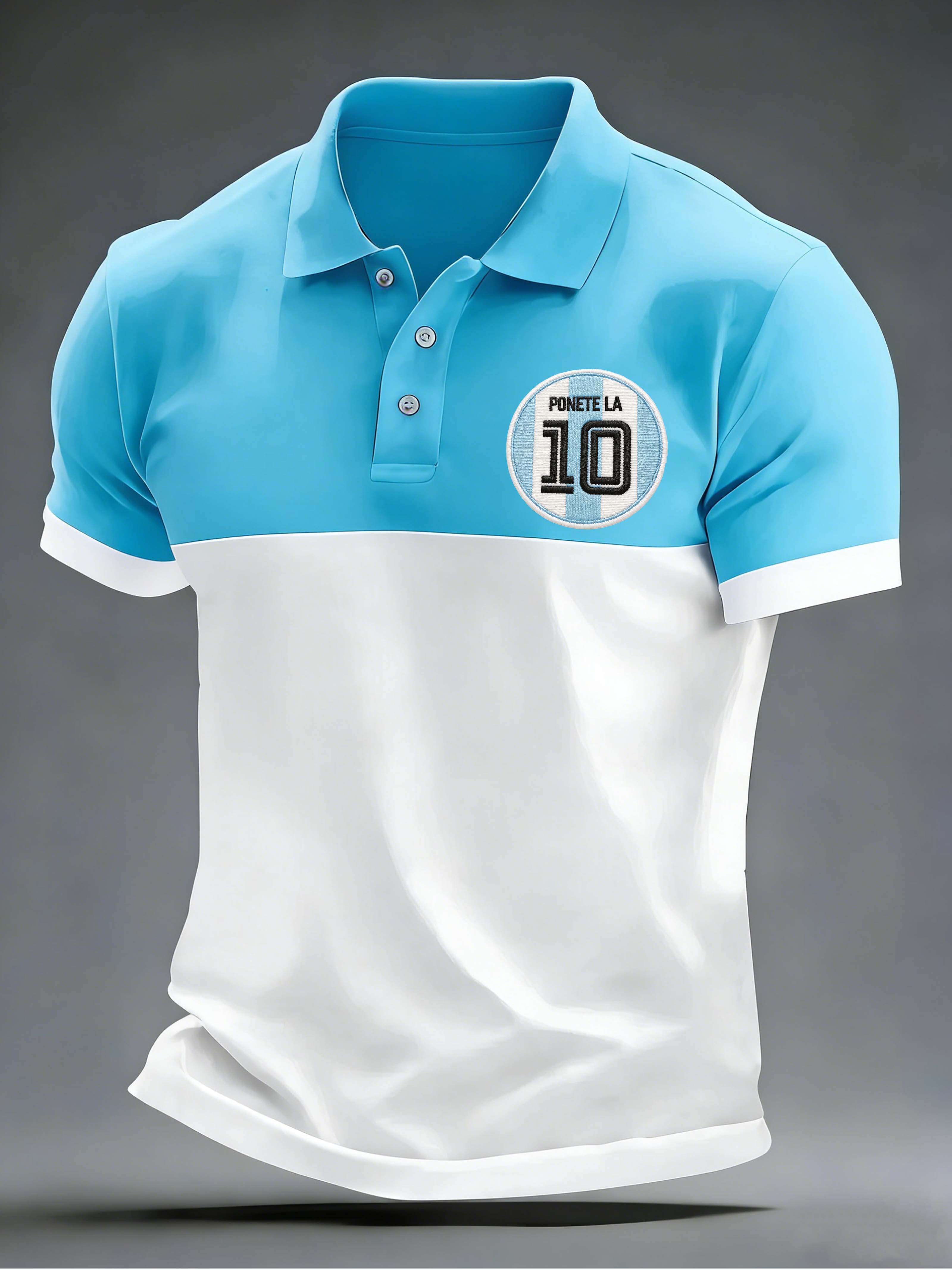Argentina No.10 Slogan Color-Block Collared Polo Shirt