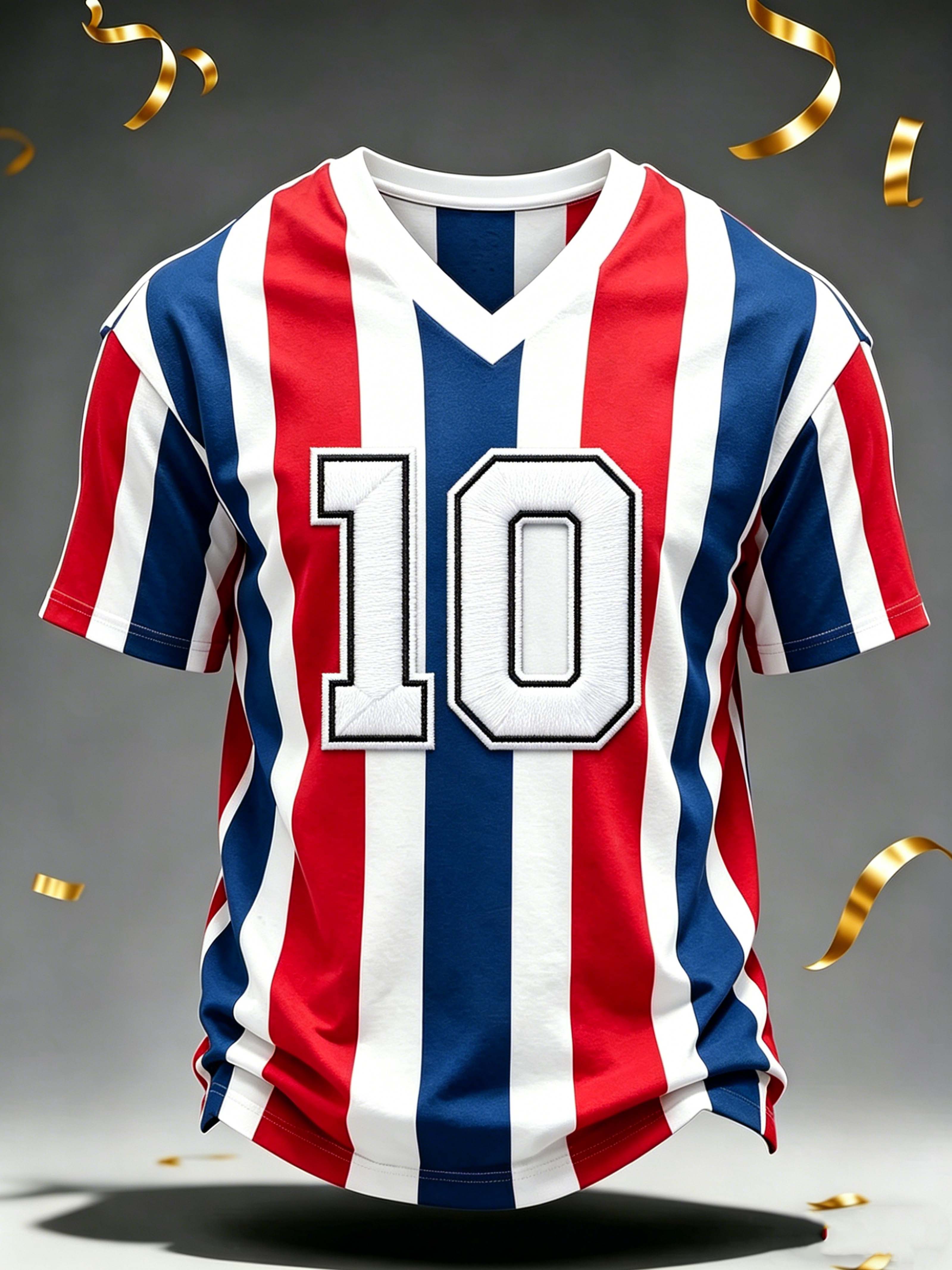 France No.10 Stripe V-Neck Vintage Sport T-Shirt
