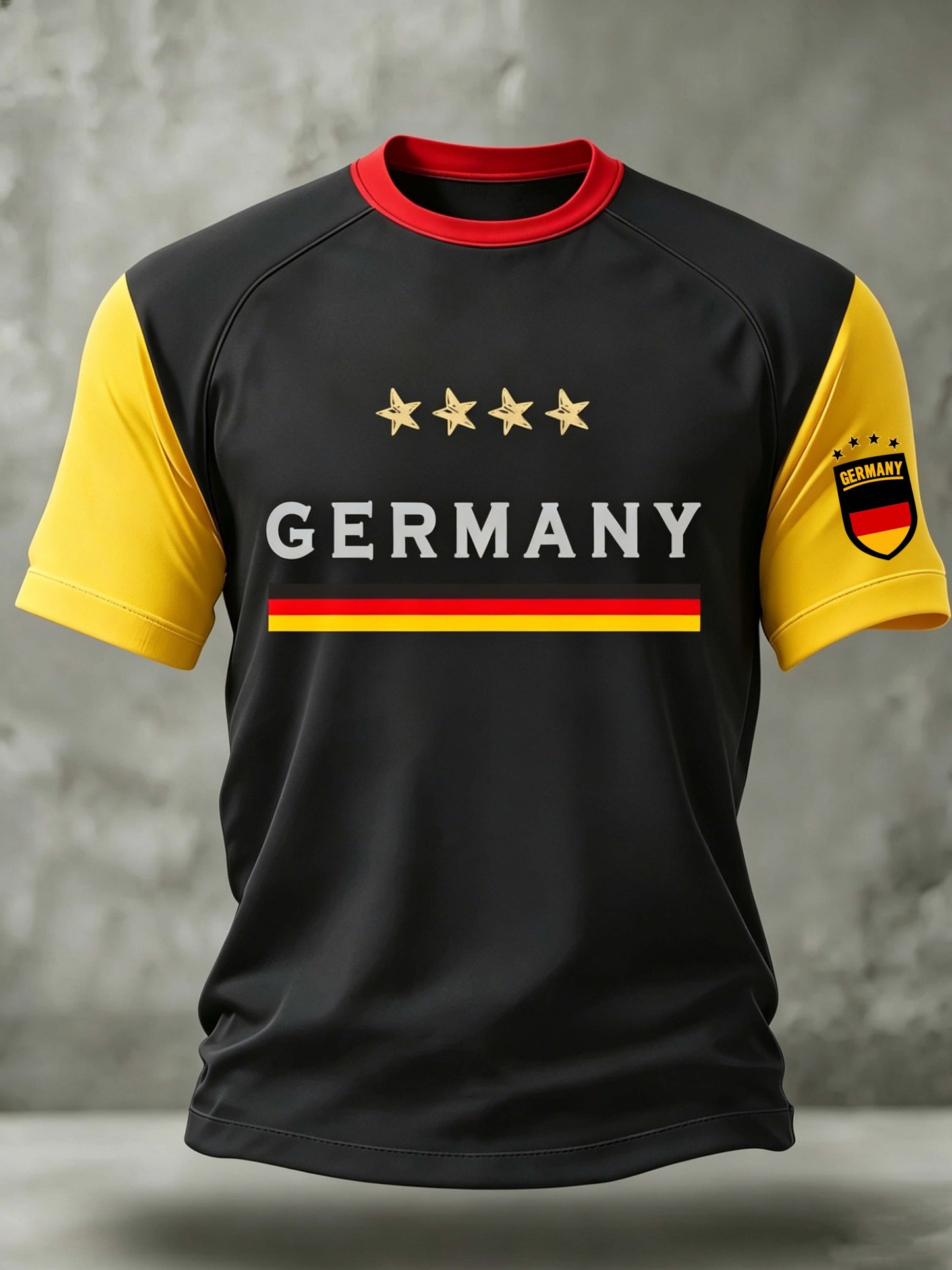 Germany 4-Star Flag Raglan Sleeve Casual Football T-Shirt