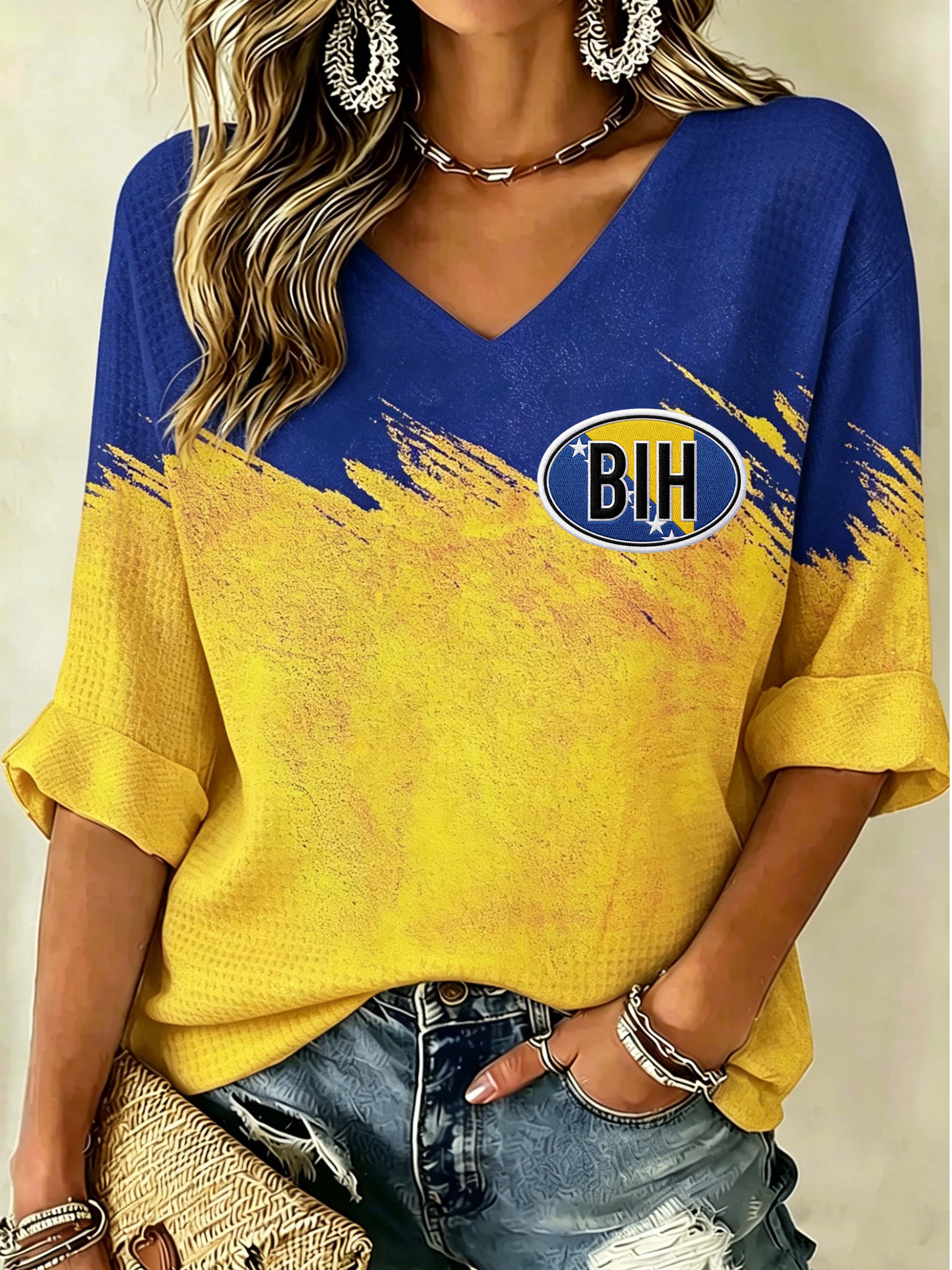 Bosnia Badge Graphic Loose V-Neck Tee