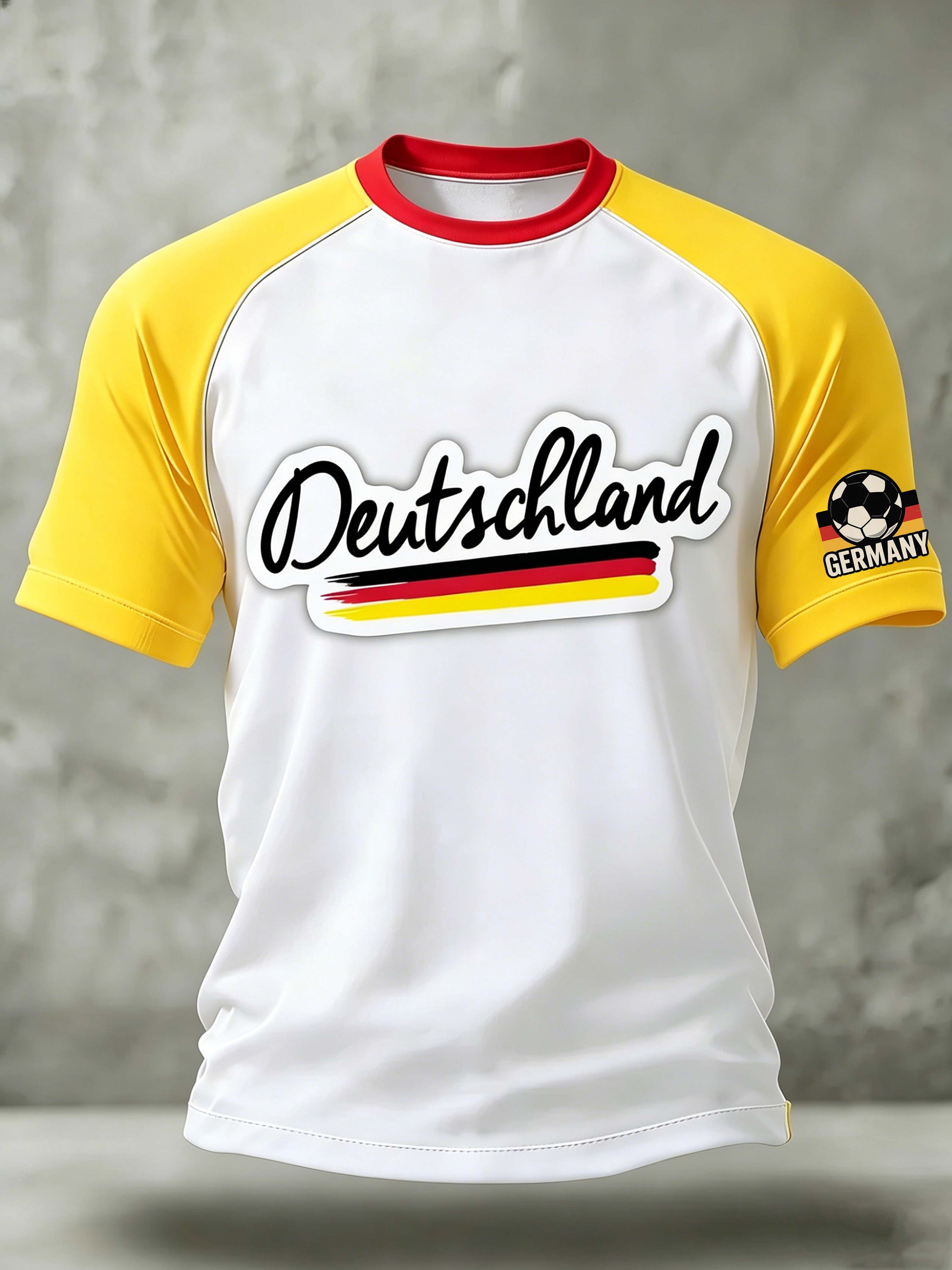Germany Deutschland Flag Raglan Sleeve Casual T-Shirt