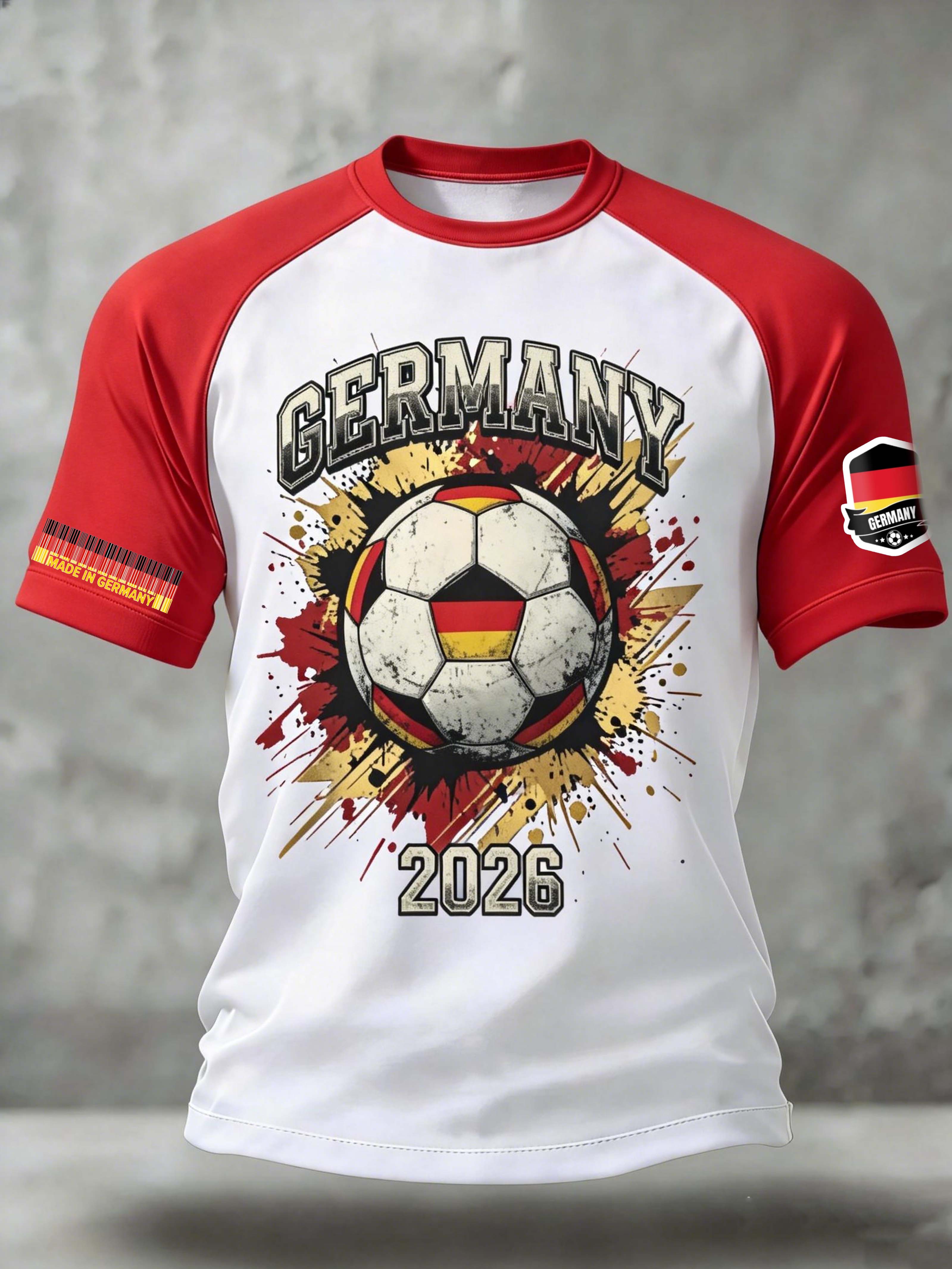Germany 2026 Distressed Football Raglan Sleeve Vintage T-Shirt