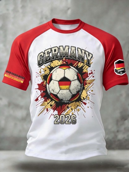 Germany 2026 Distressed Football Raglan Sleeve Vintage T-Shirt