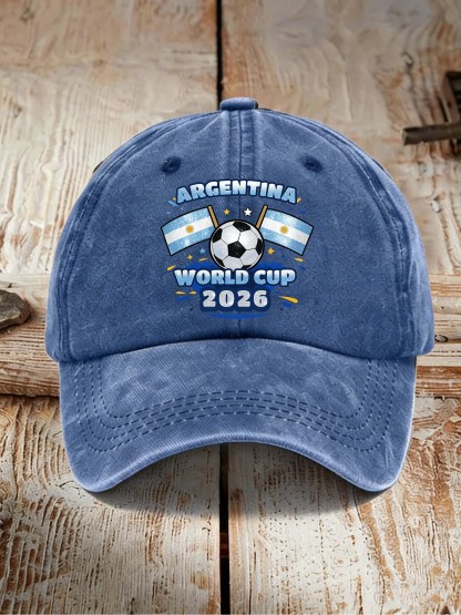 Argentina 2026 World Cup Soccer Flag Print Baseball Cap
