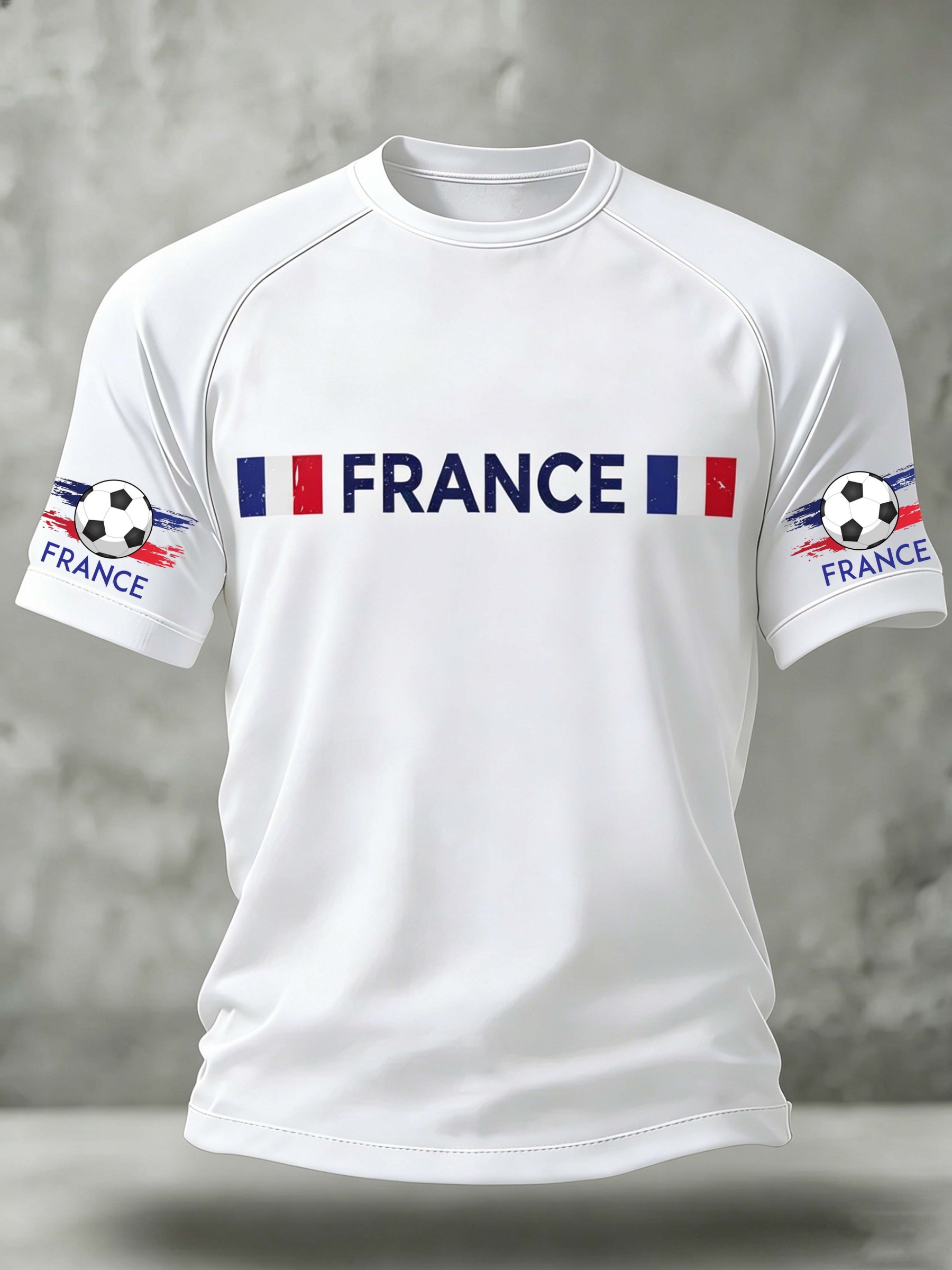 France Flag Letter Football Themed Casual Short Sleeve Top