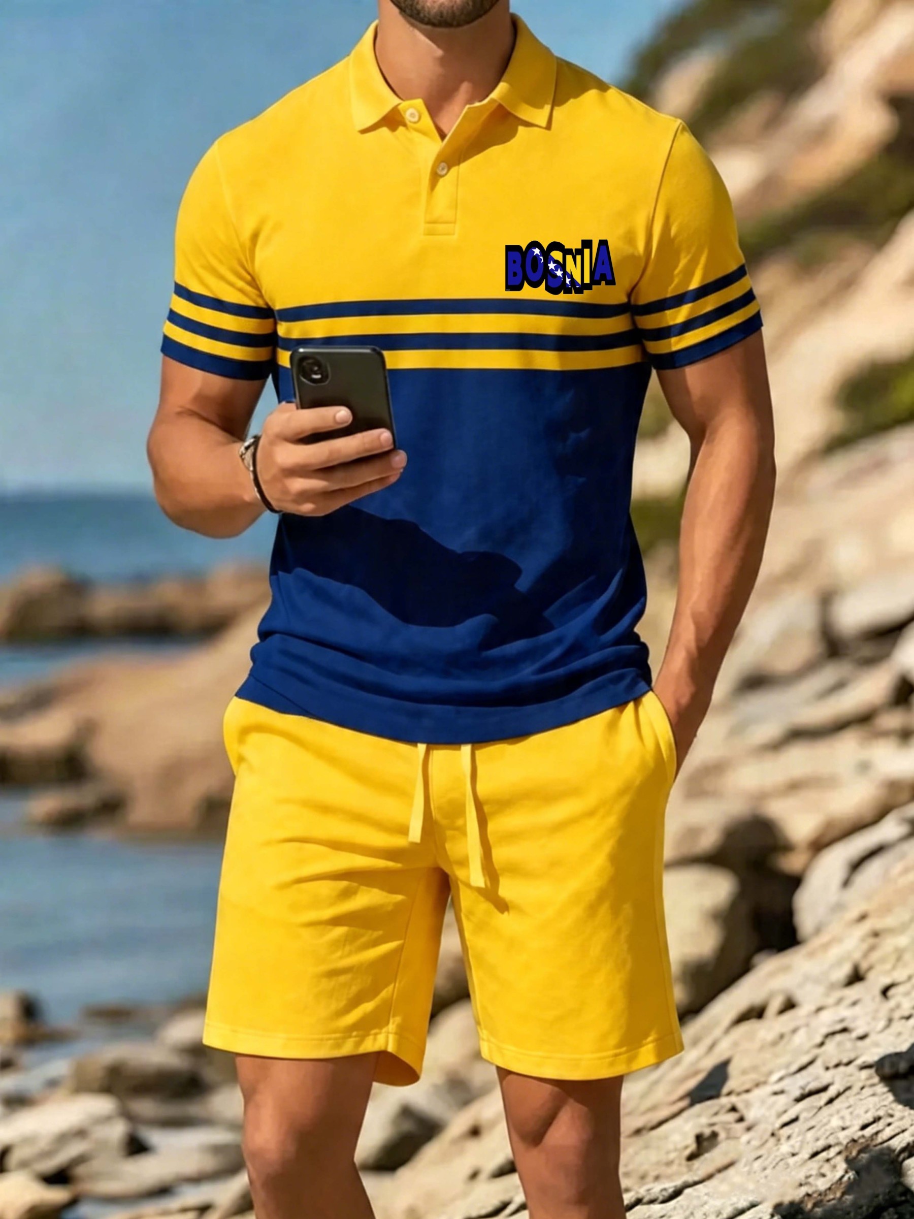 Bosnia Stripe Letter Fashion Casual Set