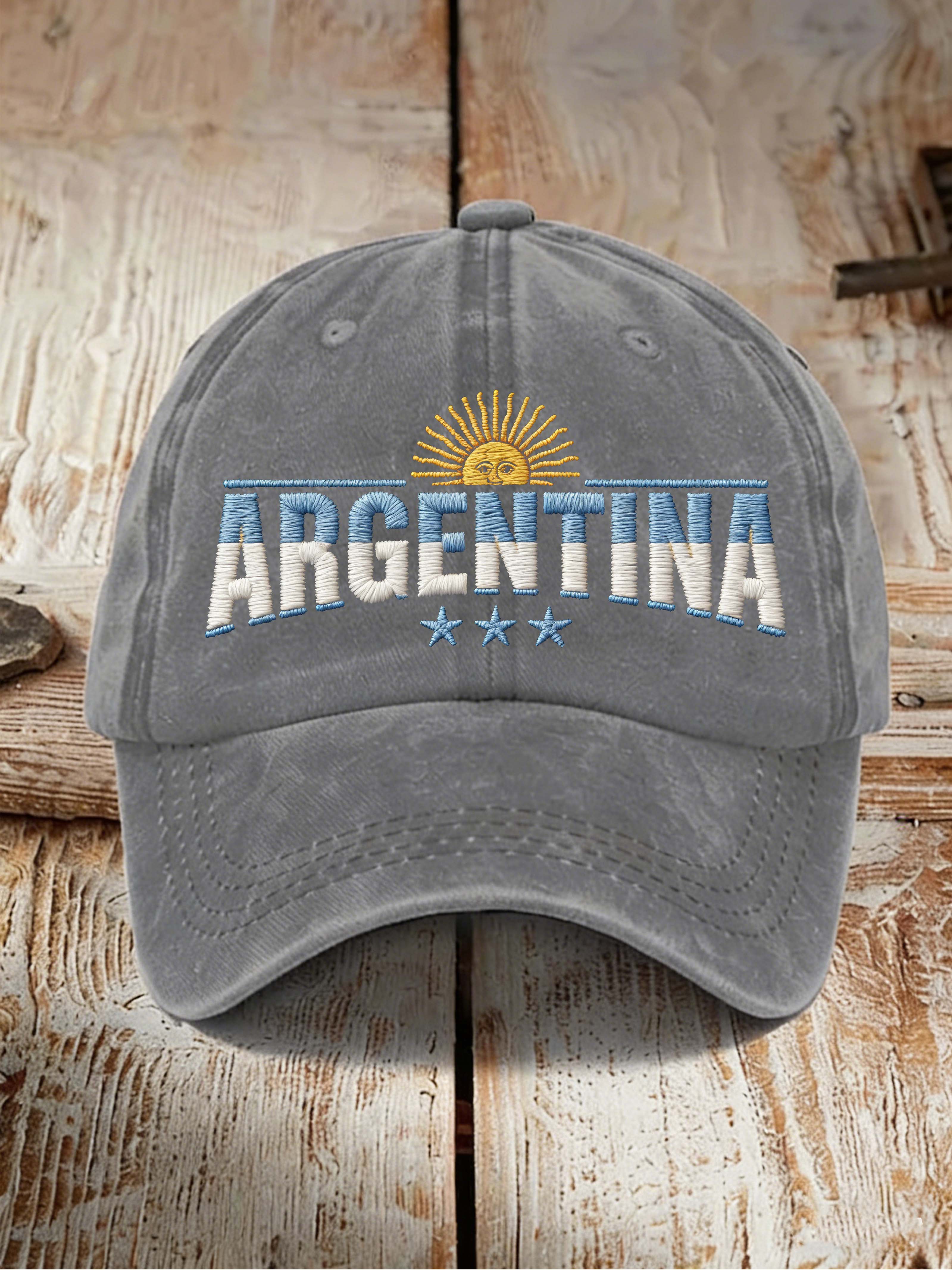 Argentina Sun & Letter Embroidered Baseball Cap