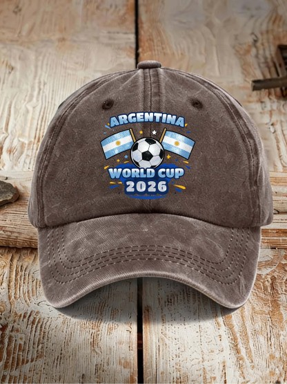 Argentina 2026 World Cup Soccer Flag Print Baseball Cap