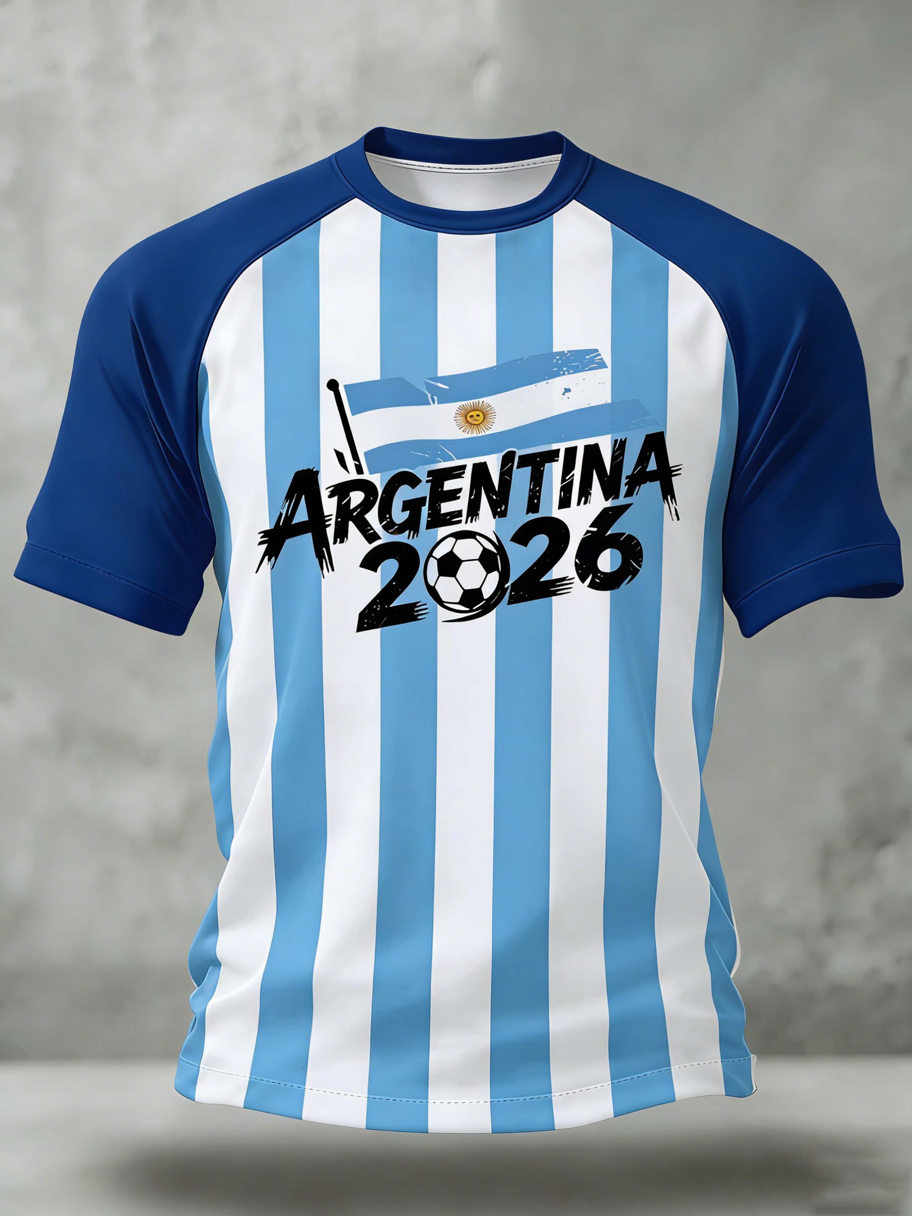 Argentina 2026 Flag Raglan Stripe Football Sports T-Shirt