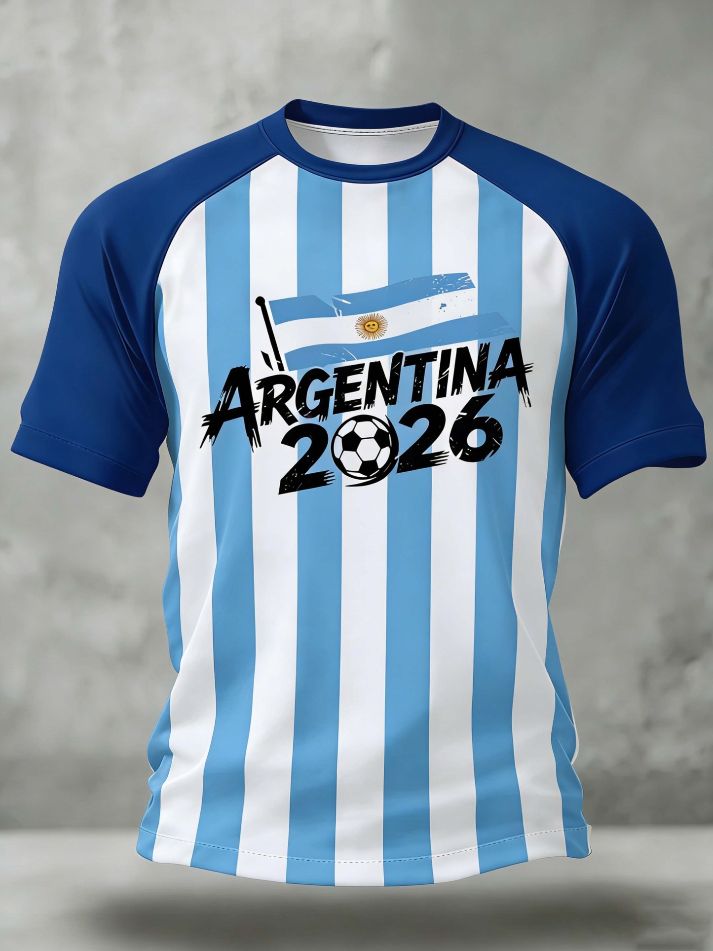 Argentina 2026 Flag Raglan Stripe Football Sports T-Shirt