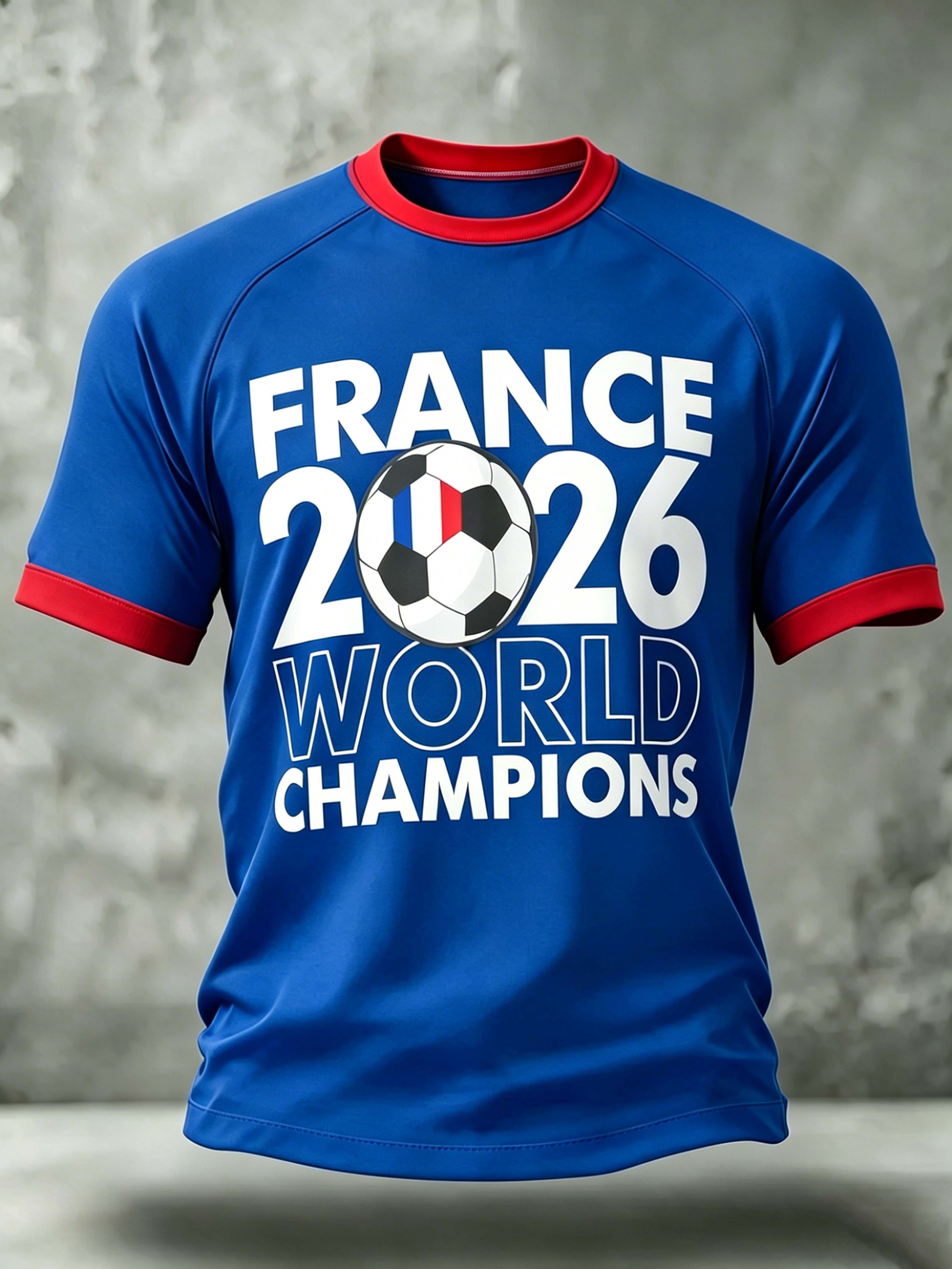 France 2026 World Cup Champions Football Themed Casual T-Shirt