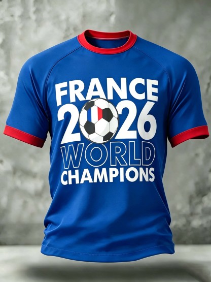 France 2026 World Cup Champions Football Themed Casual T-Shirt