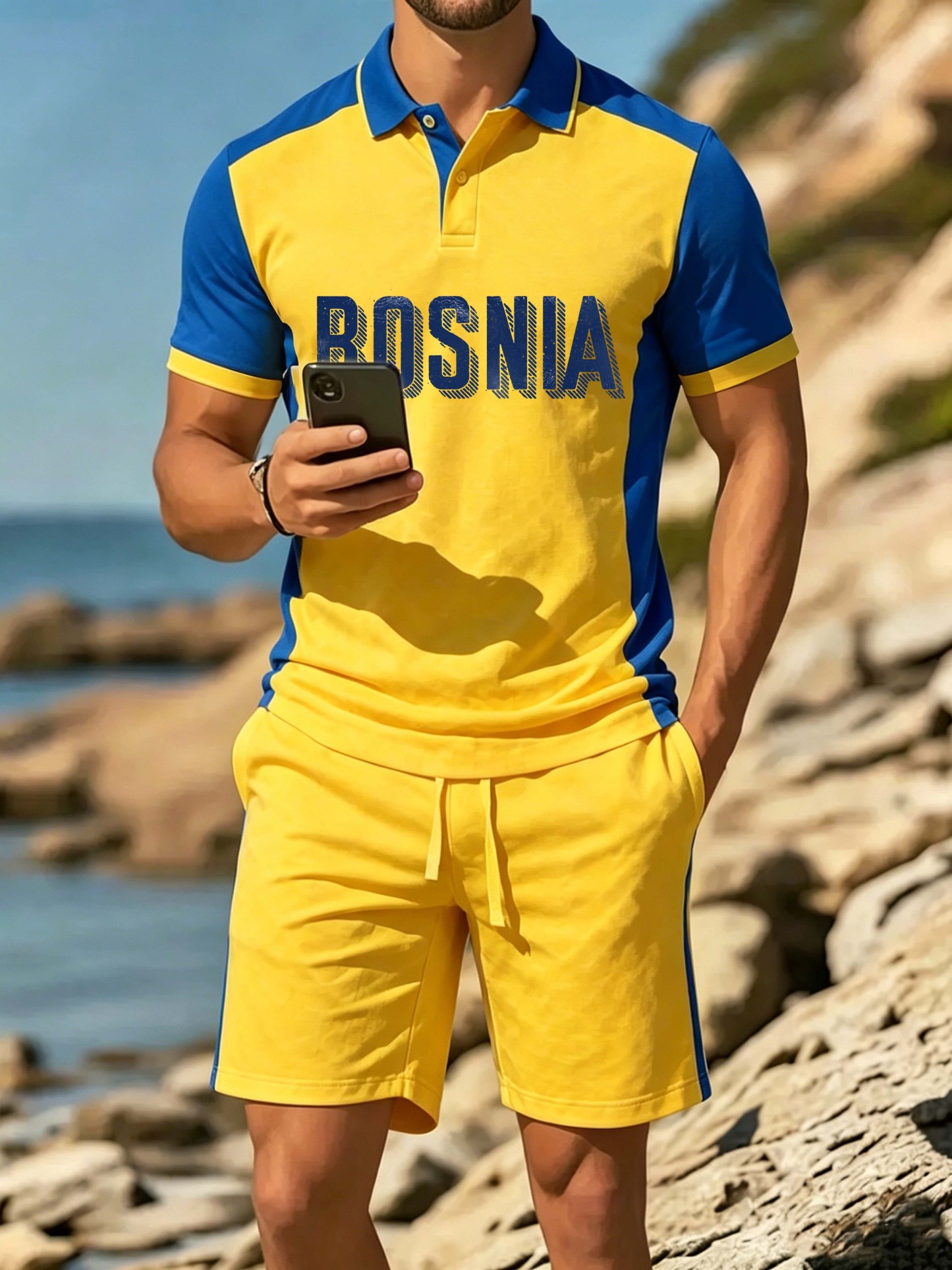 Bosnia Color Block Letter Sport Tracksuit