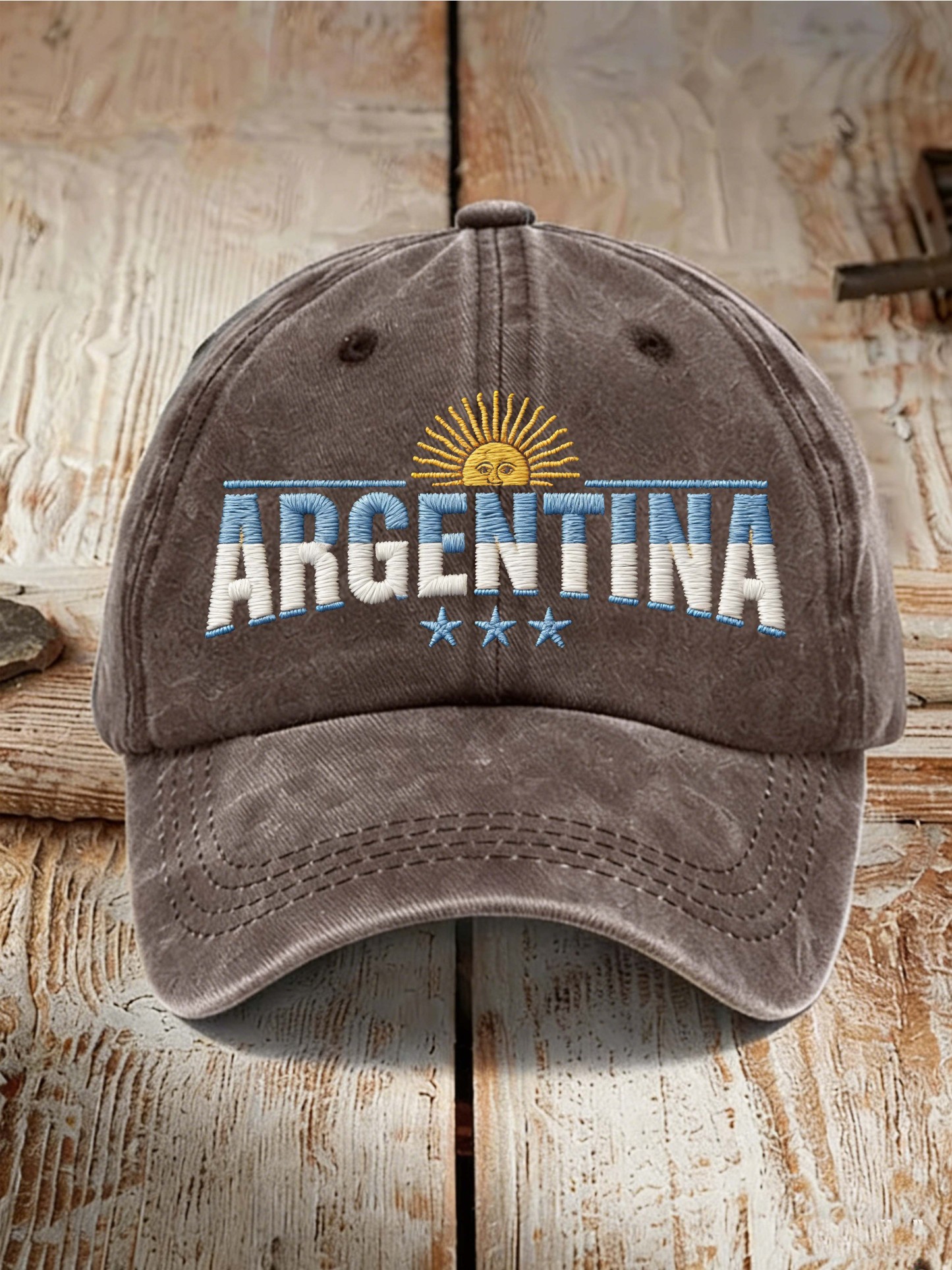Argentina Sun & Letter Embroidered Baseball Cap