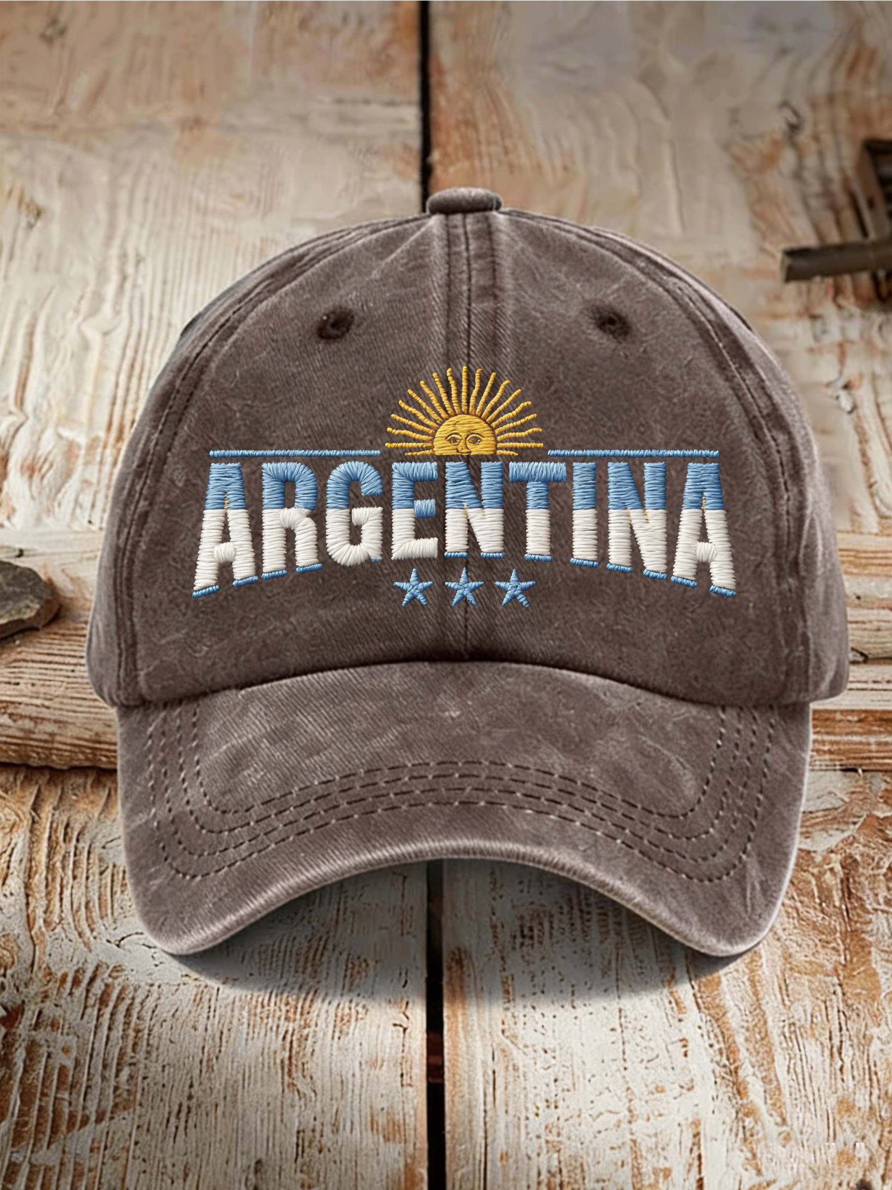 Argentina Sun & Letter Embroidered Baseball Cap