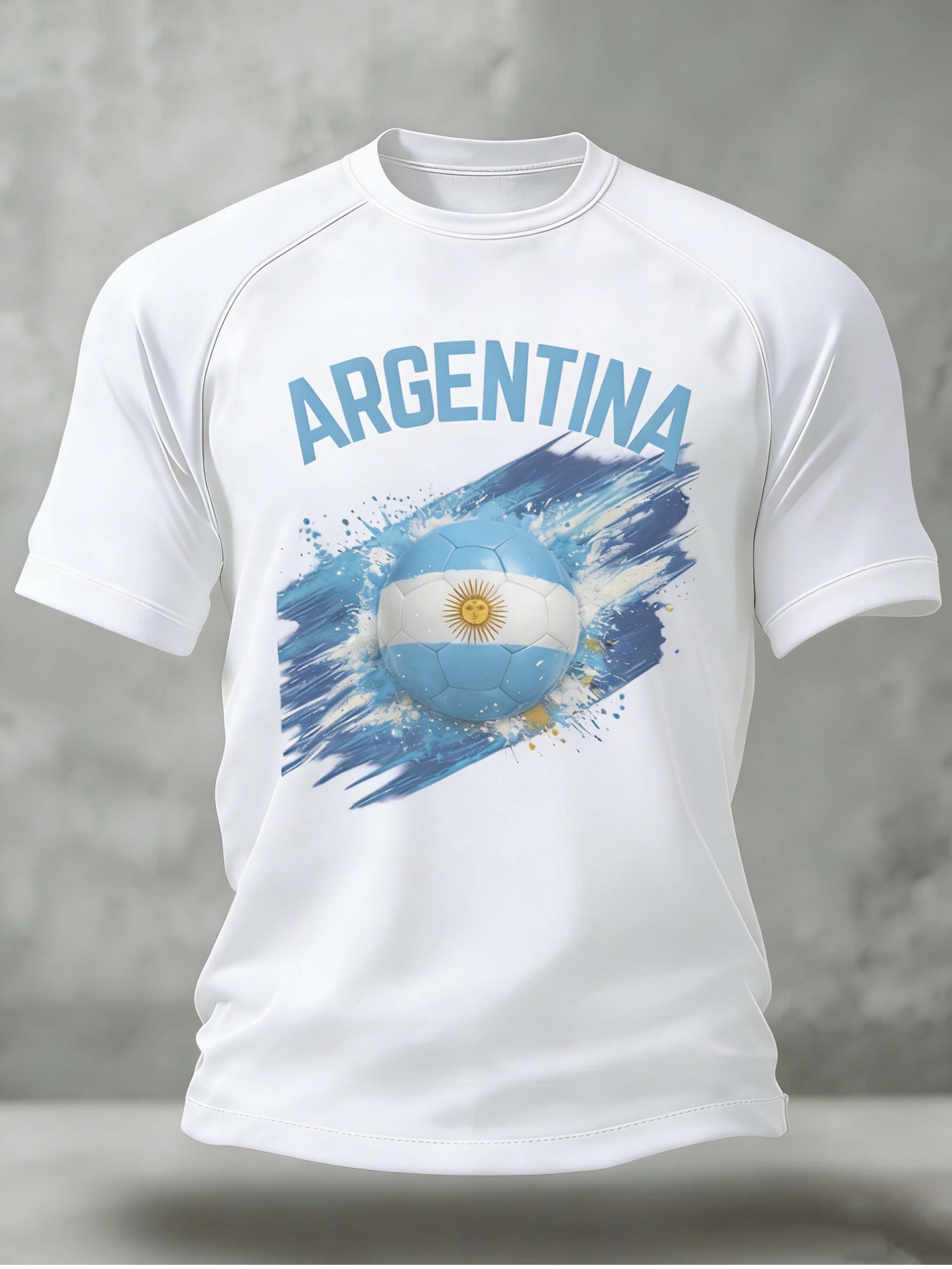 Argentina Flag Football Splash Style Casual Short Sleeve T-Shirt