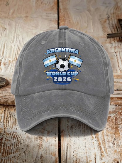 Argentina 2026 World Cup Soccer Flag Print Baseball Cap