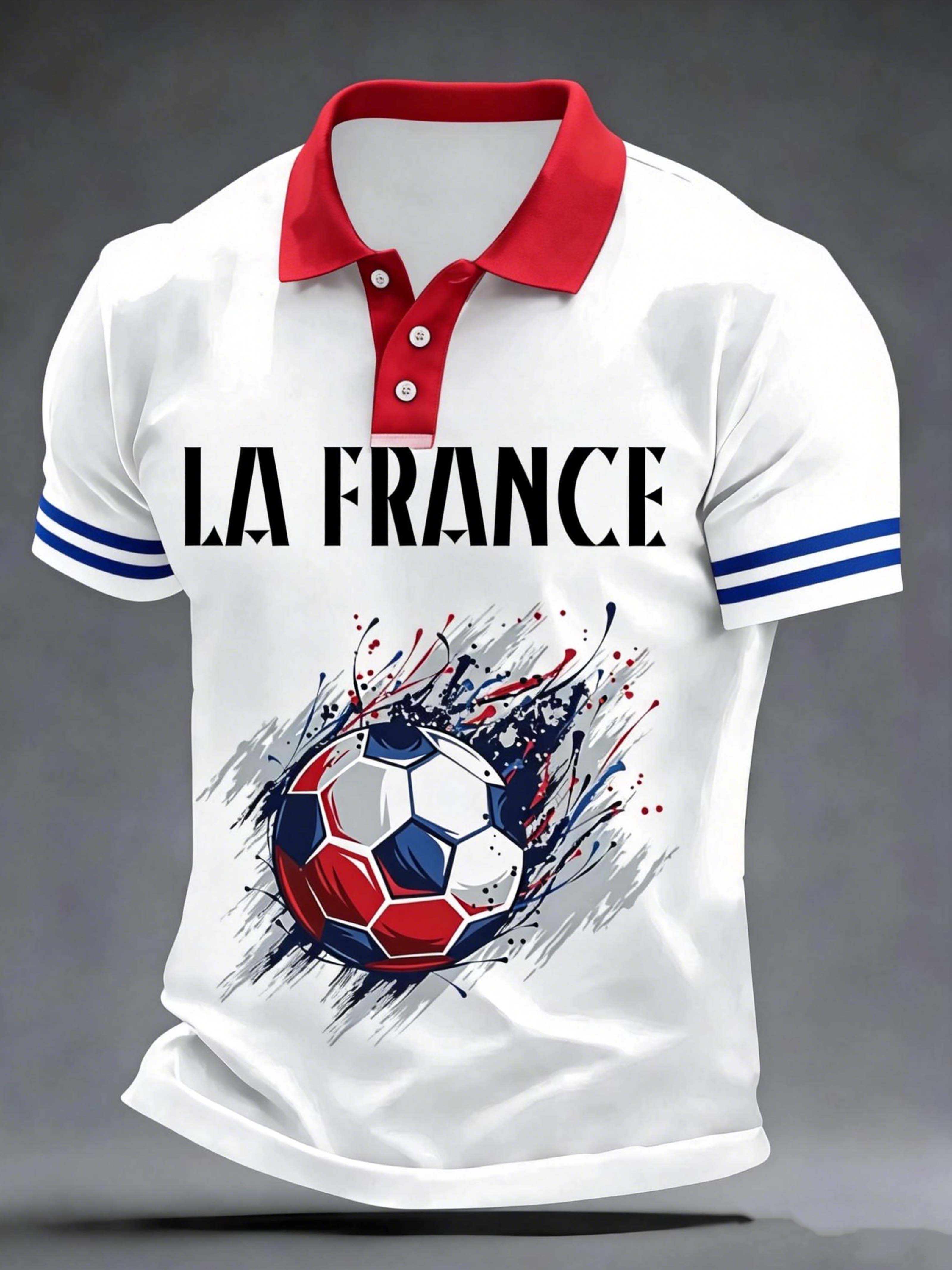 France LA FRANCE Splash Football Collared Casual Polo Shirt