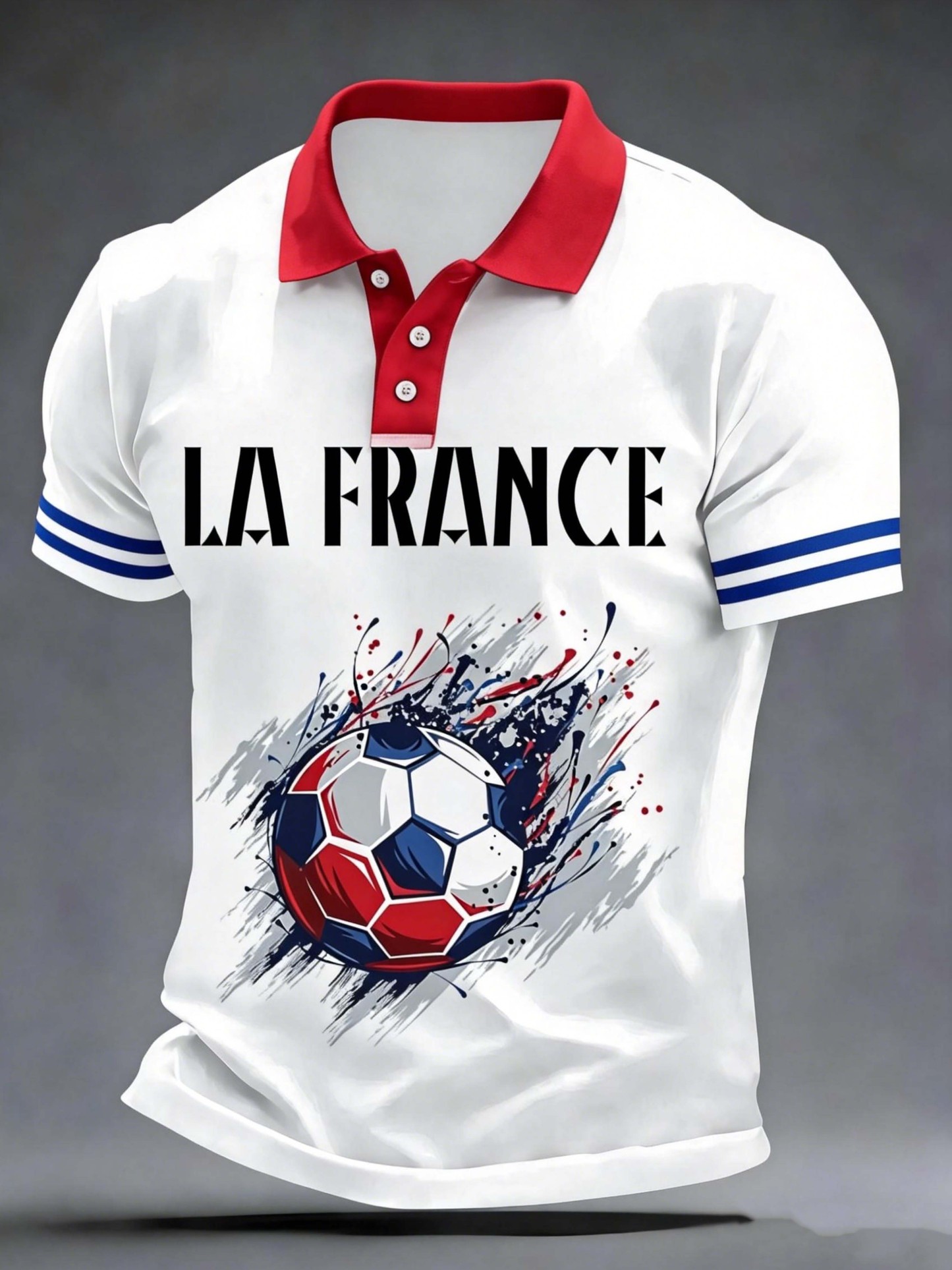 France LA FRANCE Splash Football Collared Casual Polo Shirt