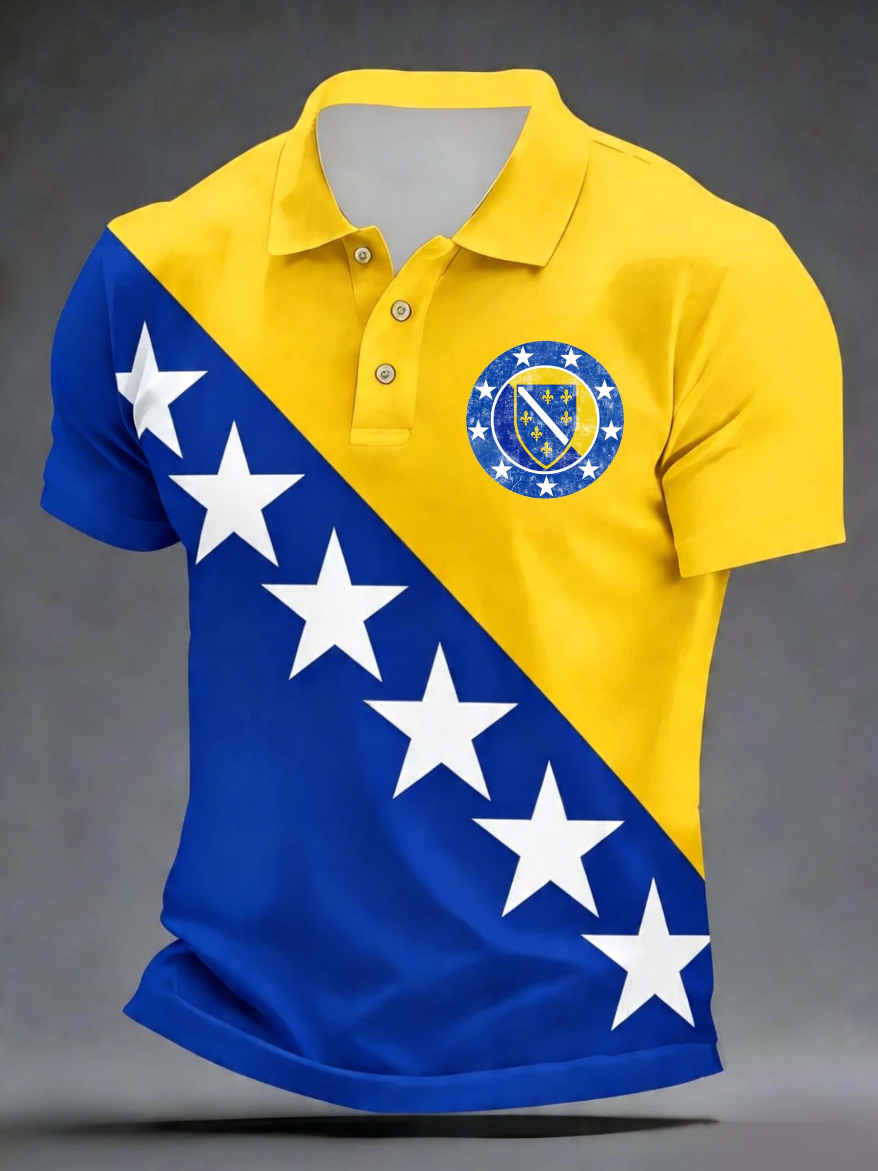 Bosnia Star Badge Vintage Collared Polo