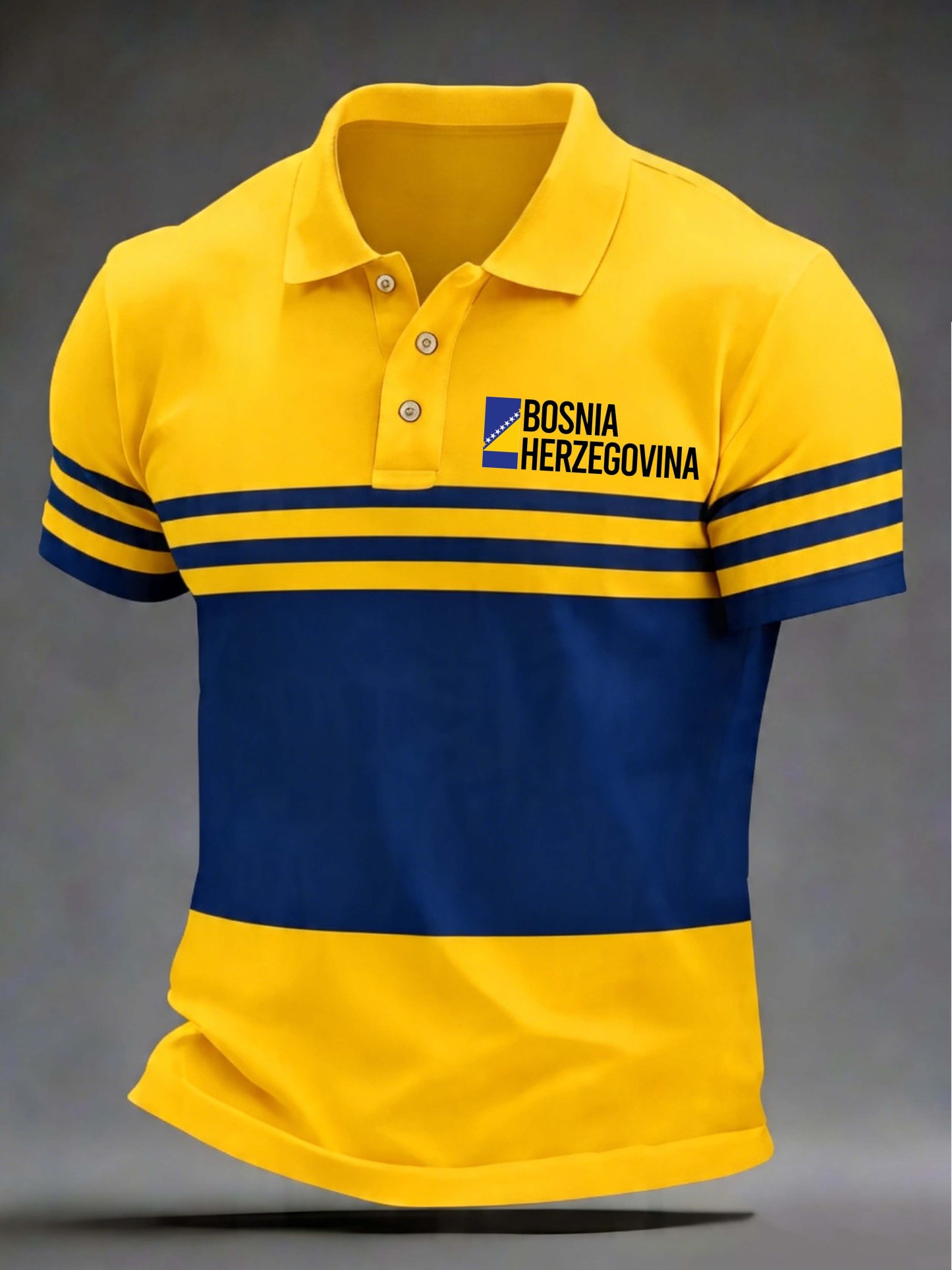 Bosnia Stripe Letter Casual Polo Shirt