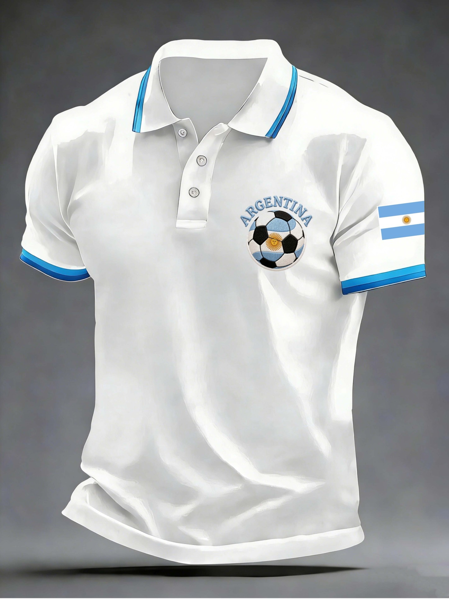 Argentina Football Badge Collared Polo Shirt