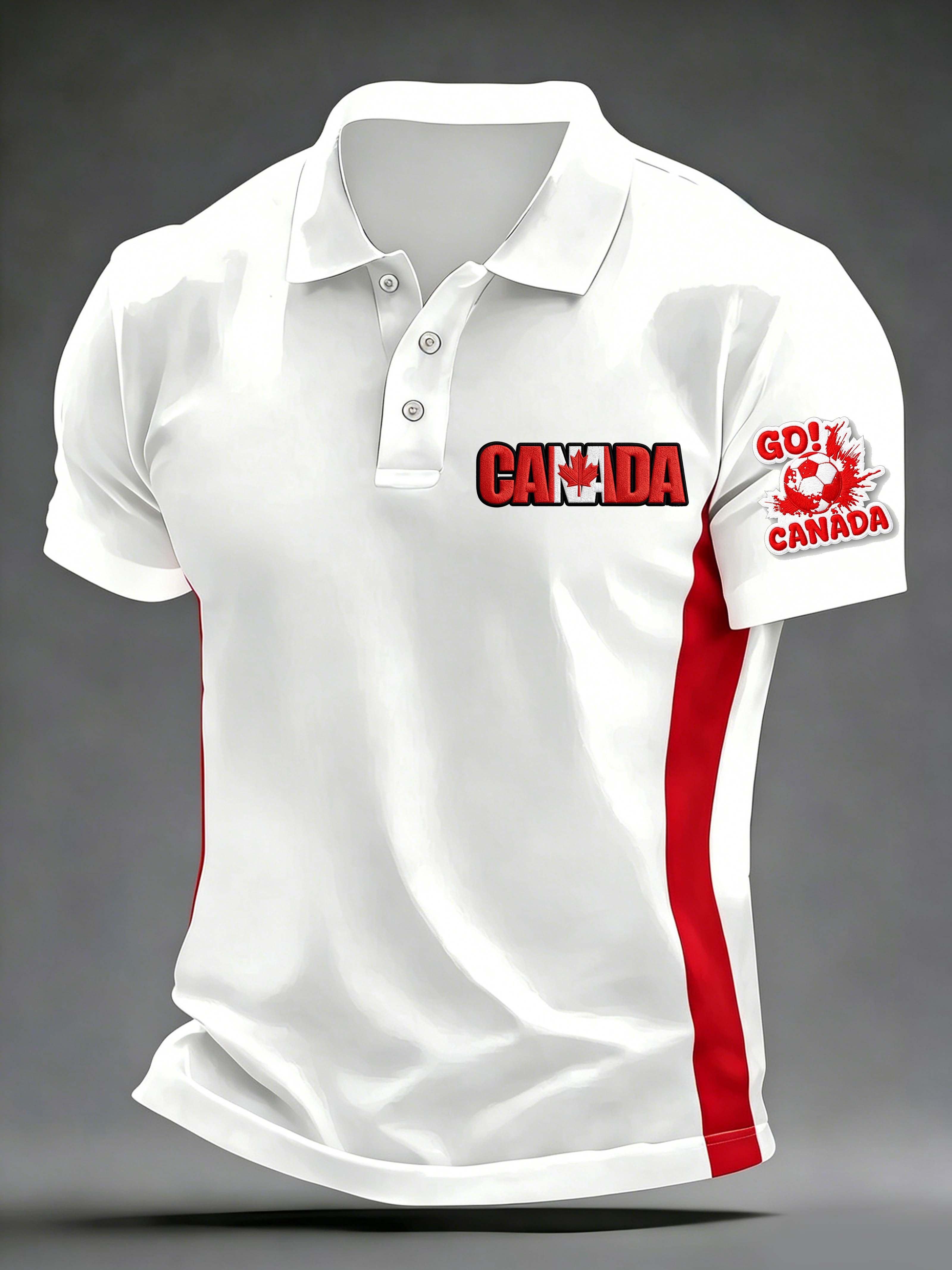 Canada Maple Leaf Letter Embroidered Polo Shirt