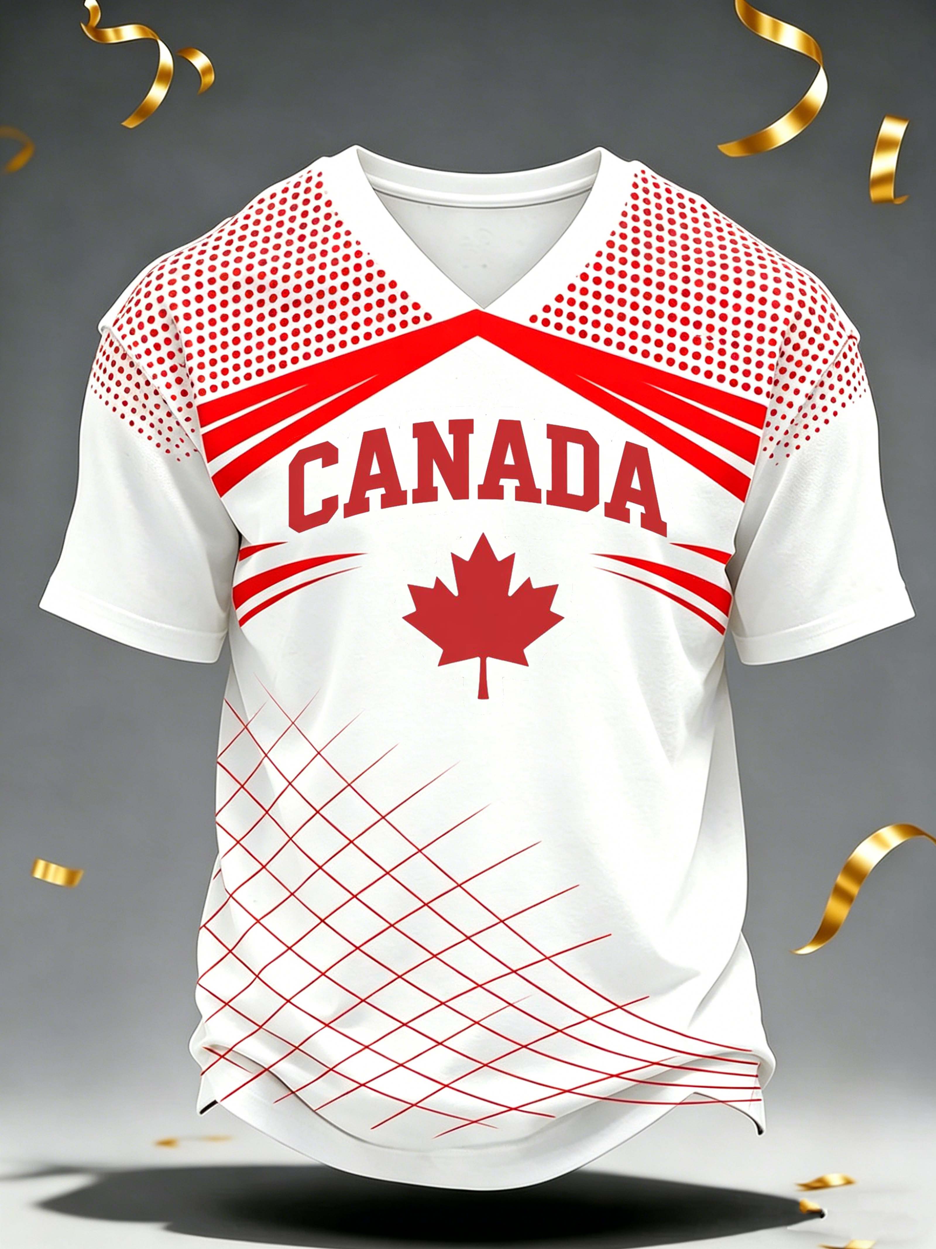 Canada Maple Leaf Geometric Grid Top